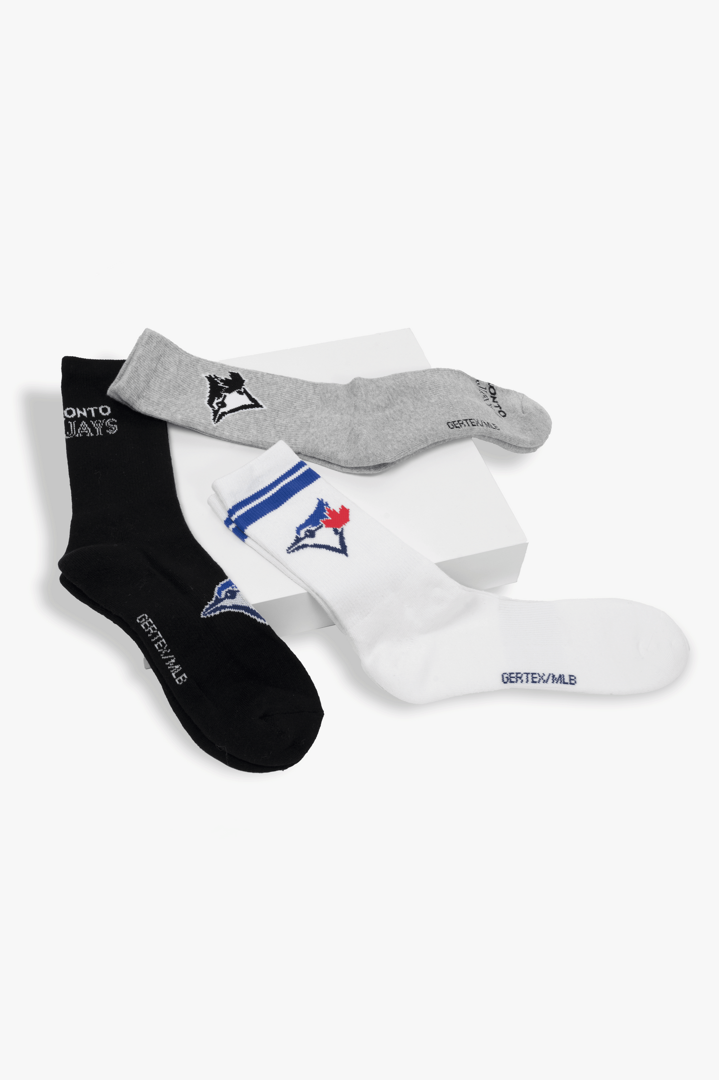 Toronto Blue Jays Men's Athletic Crew Socks 3-Pack, Cushioned Sole MLB Sport Socks