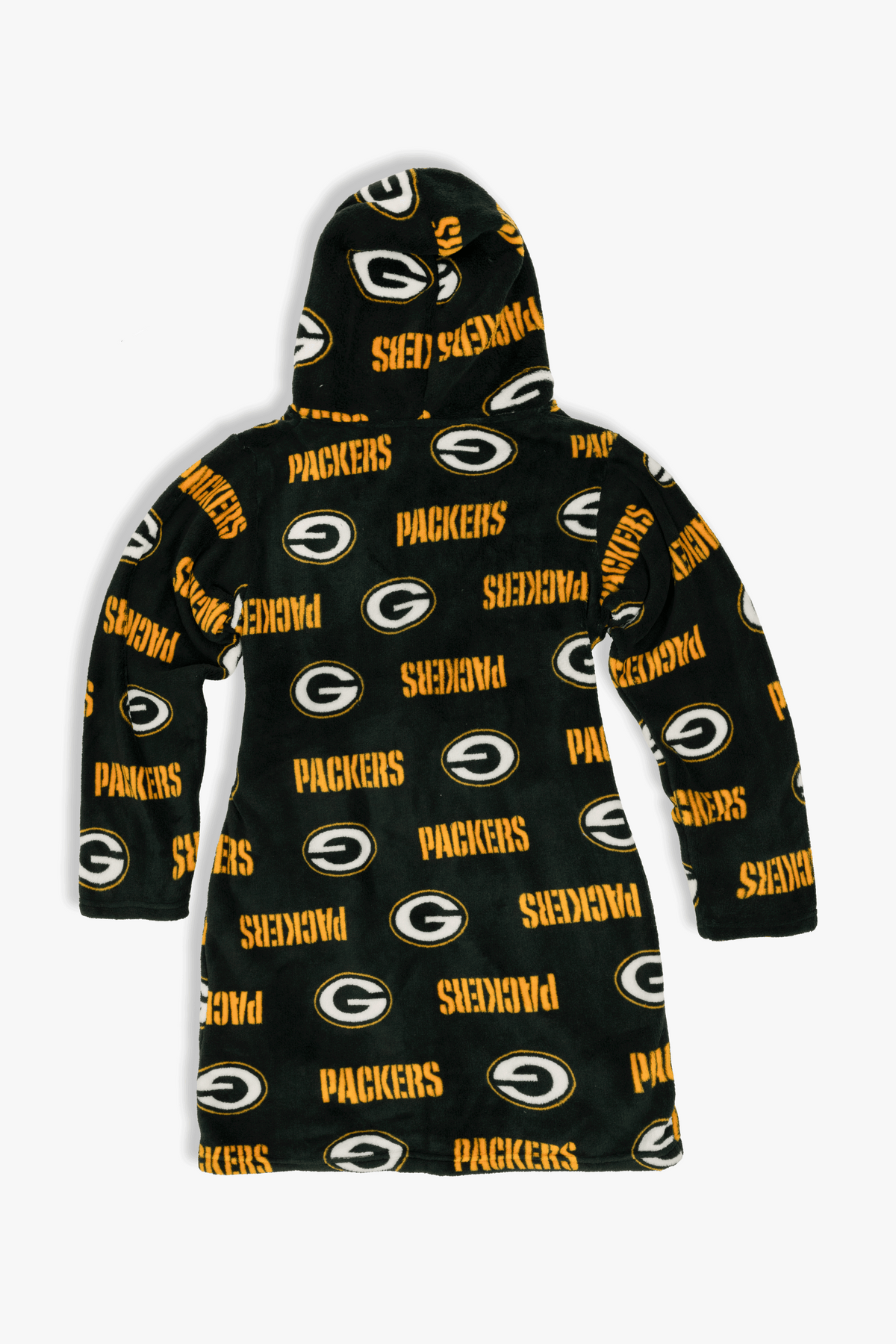 Green Bay Packers Youth Fleece Robe, Hooded NFL Kids Bathrobe with Tie Belt and Pockets, Children's Sizes