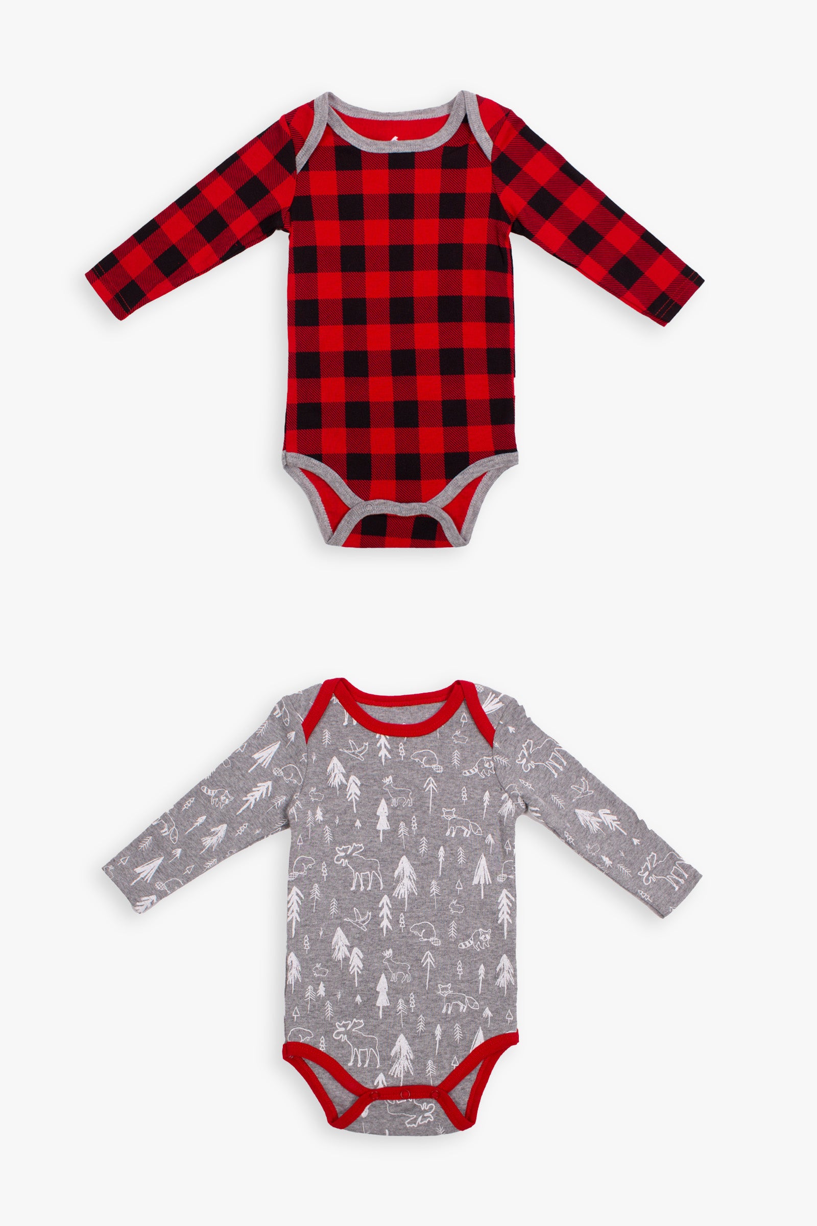Baby Buffalo Plaid Long-Sleeve Bodysuits Snugabye
