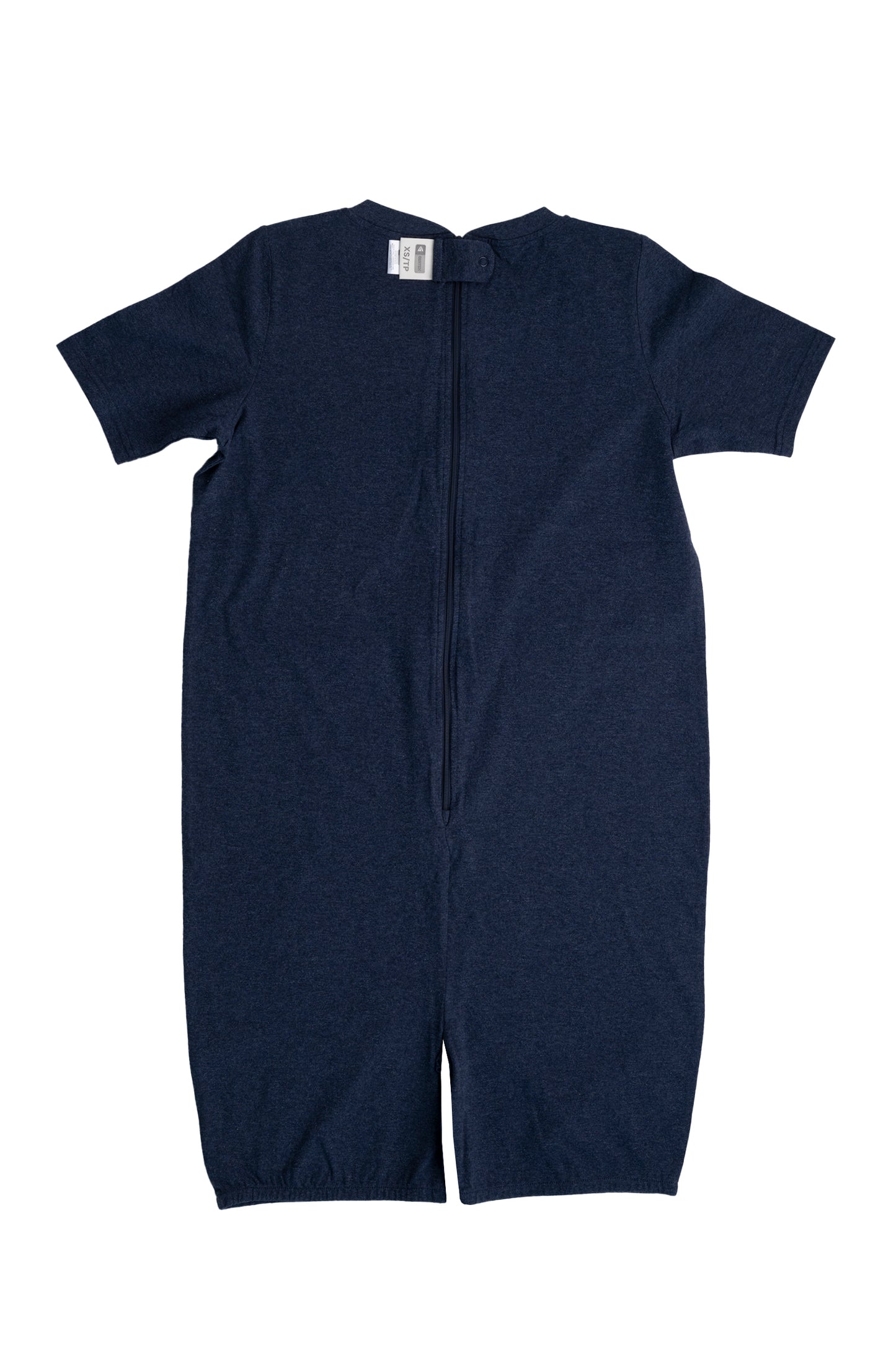 Adult Navy Adaptive Organic Cotton Lightweight, Anti-Strip Back-Zip Romper