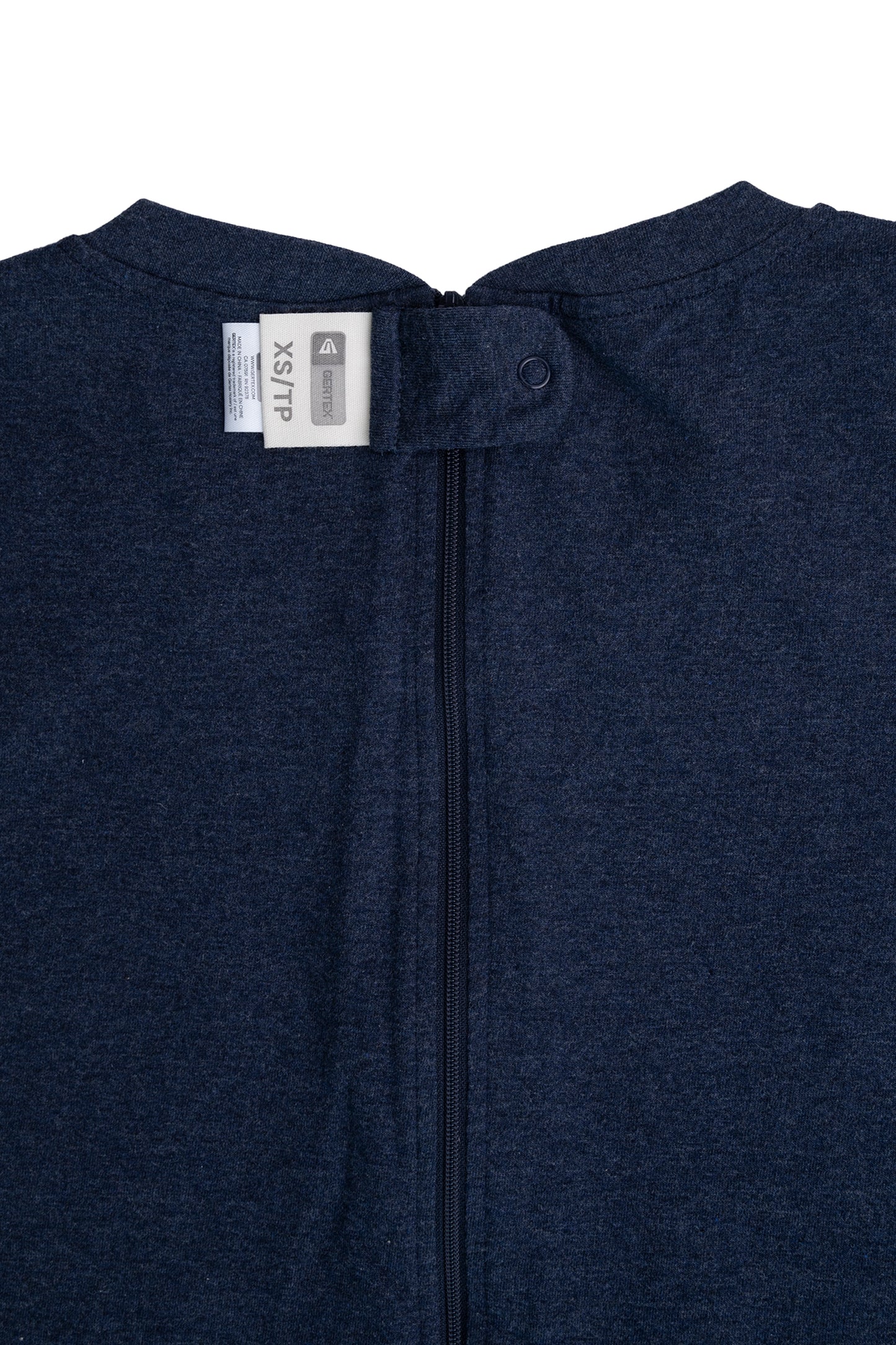 Adult Navy Adaptive Organic Cotton Lightweight, Anti-Strip Back-Zip Romper