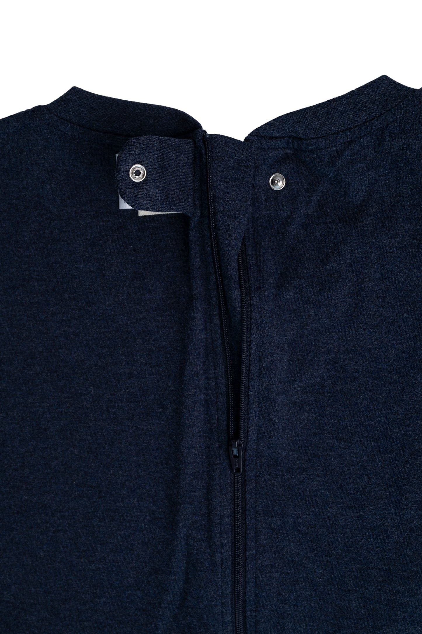 Adult Navy Adaptive Organic Cotton Lightweight, Anti-Strip Back-Zip Romper