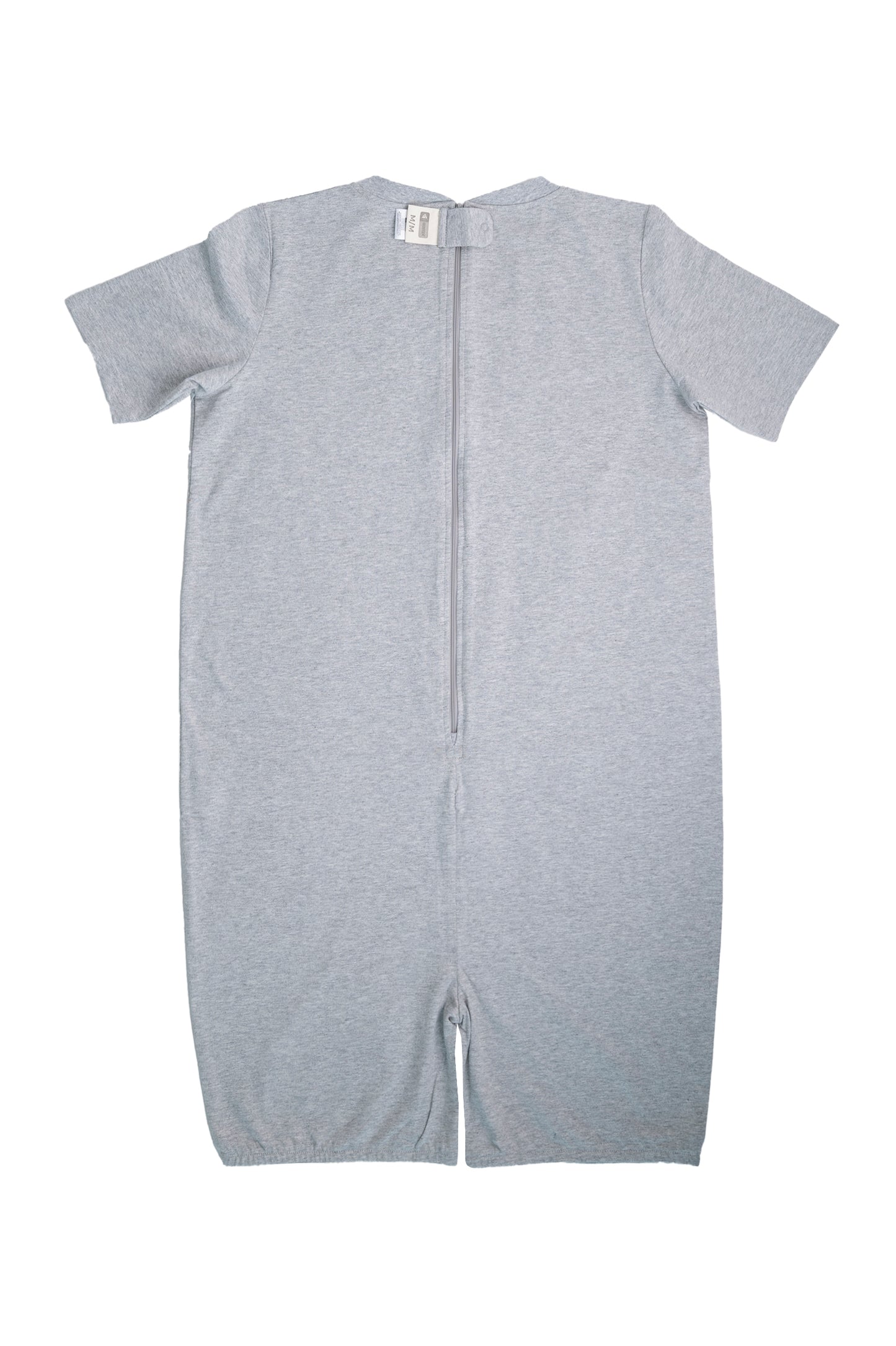 Adult Heather Grey Adaptive Organic Cotton Lightweight, Anti-Strip Back-Zip Romper