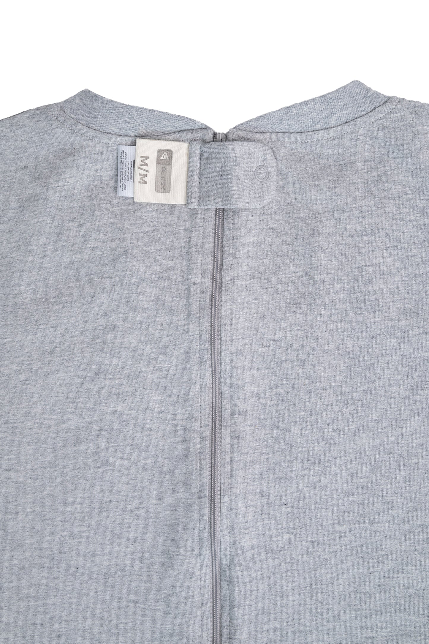 Adult Heather Grey Adaptive Organic Cotton Lightweight, Anti-Strip Back-Zip Romper