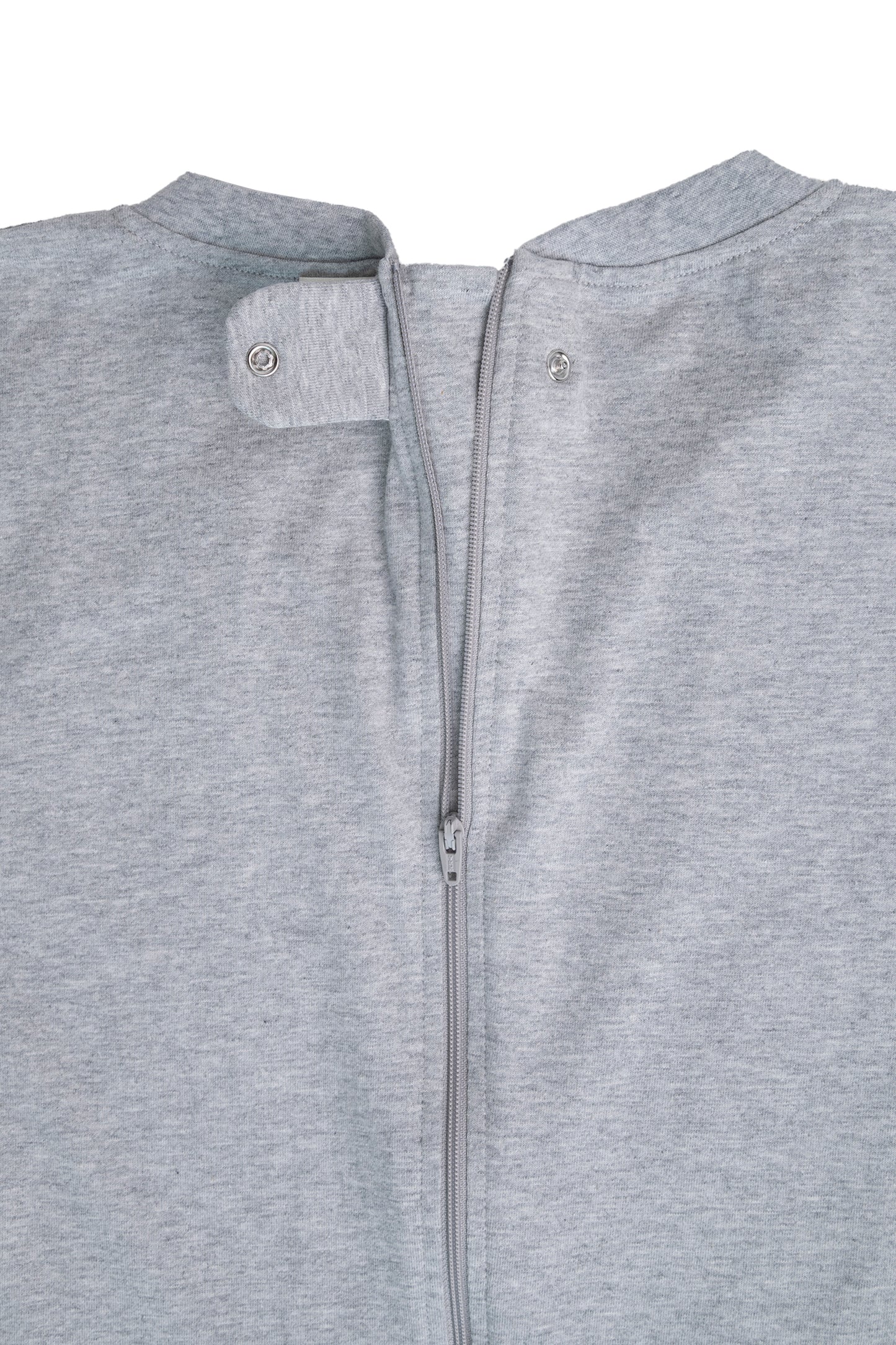 Adult Heather Grey Adaptive Organic Cotton Lightweight, Anti-Strip Back-Zip Romper