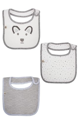 Snugabye Dream Baby Infant Cotton Bib Bundle, 3-Pack, Animal Patterns