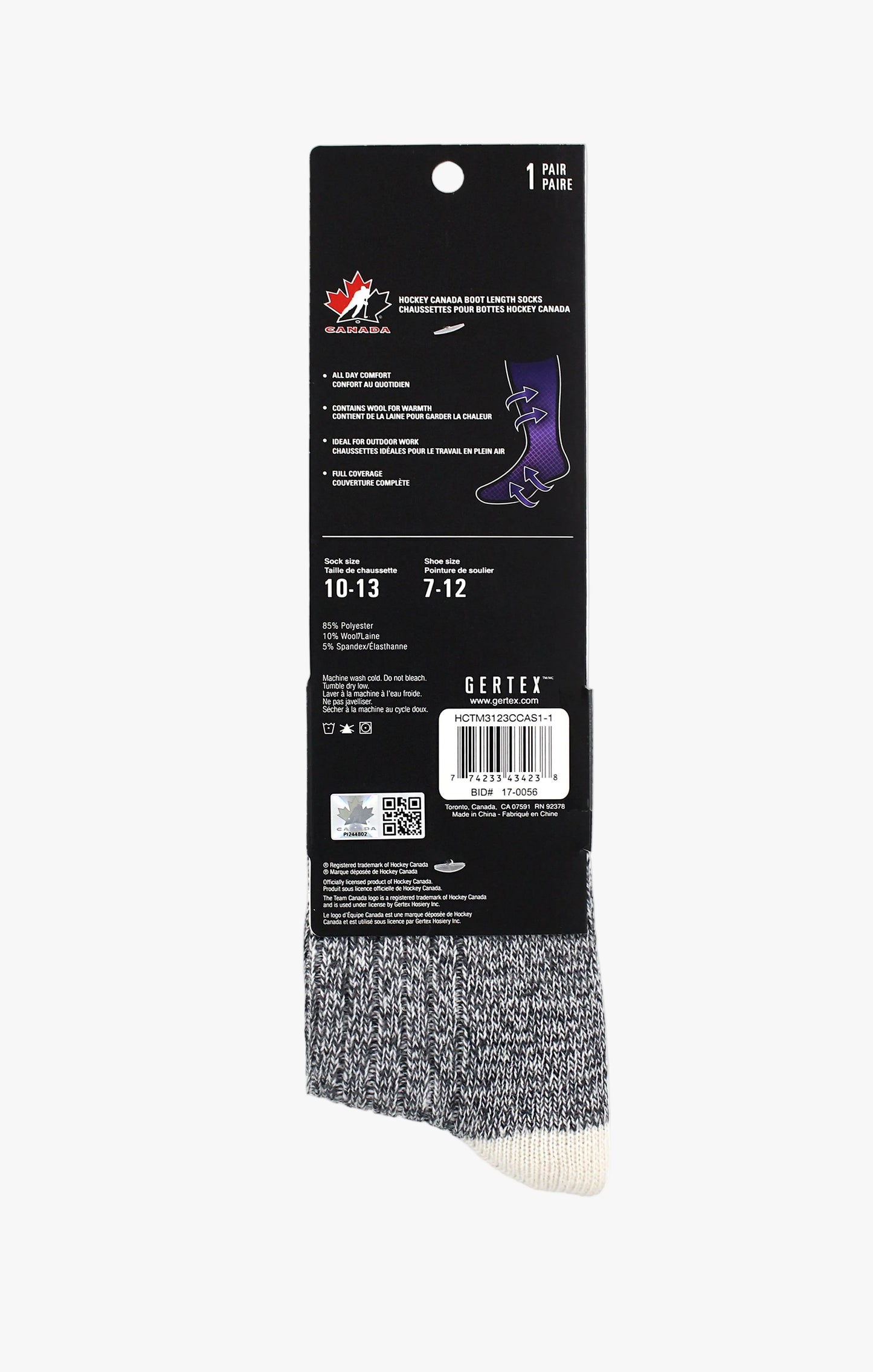 Hockey Canada Men’s Boot Socks with Embroidery | Sock Size 10–13 (Shoe Size: 7–12)