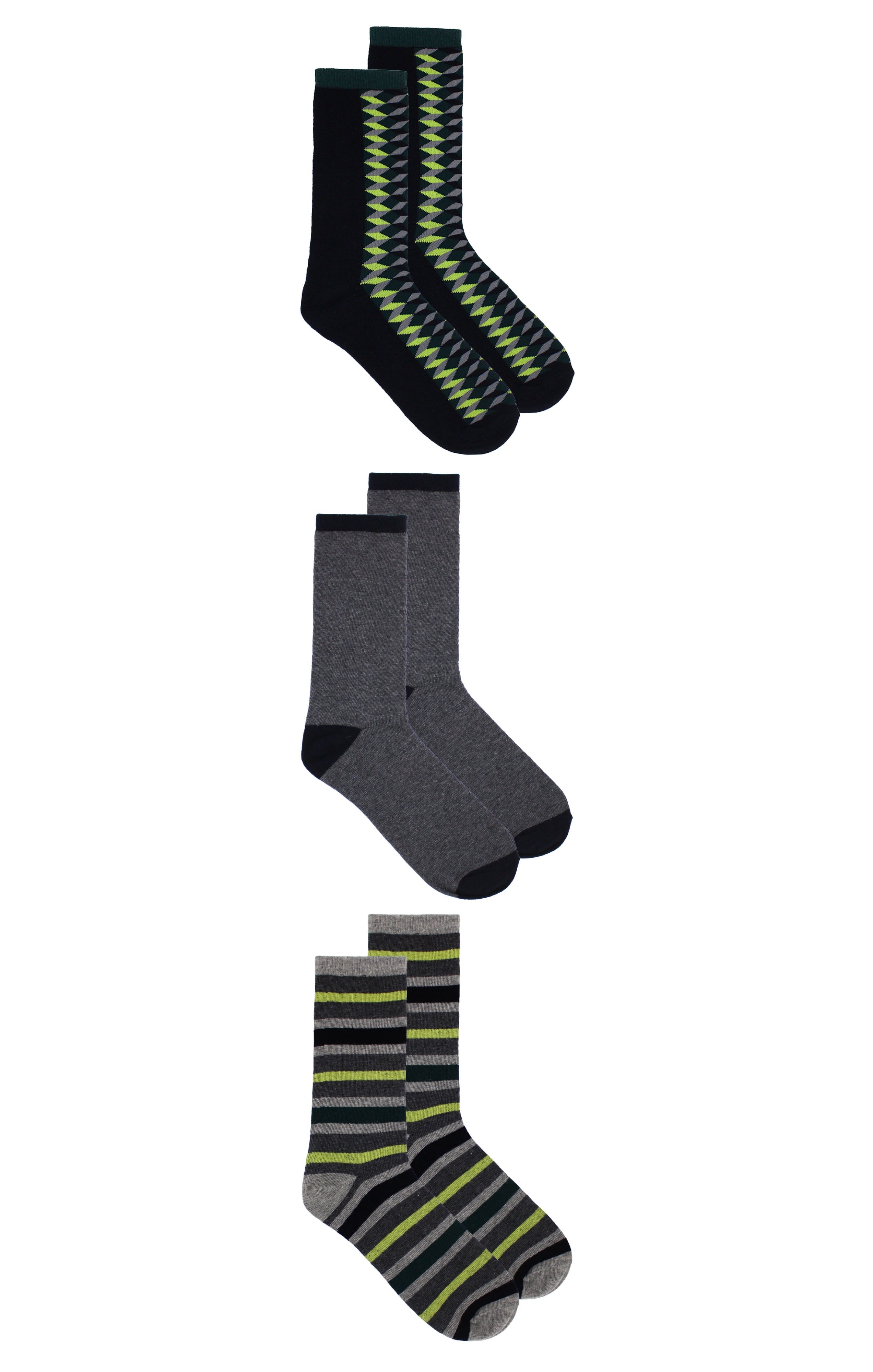 Men's 3-Pack Lime Green Dress Socks Men's 3-Pack Lime Green Dress Socks