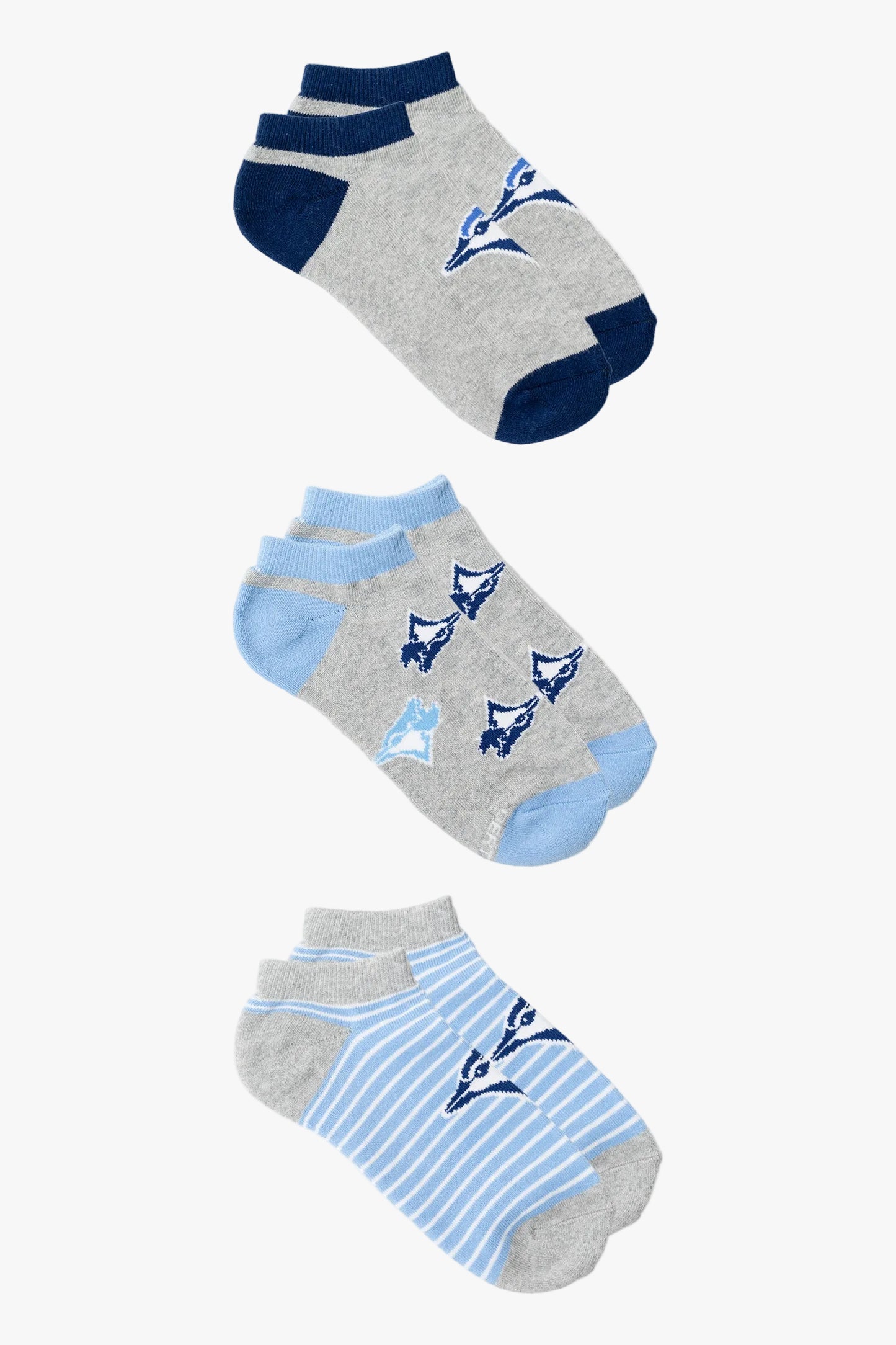 MLB Toronto Blue Jays Ladies 3-Pack No Show Ankle Half Terry Socks