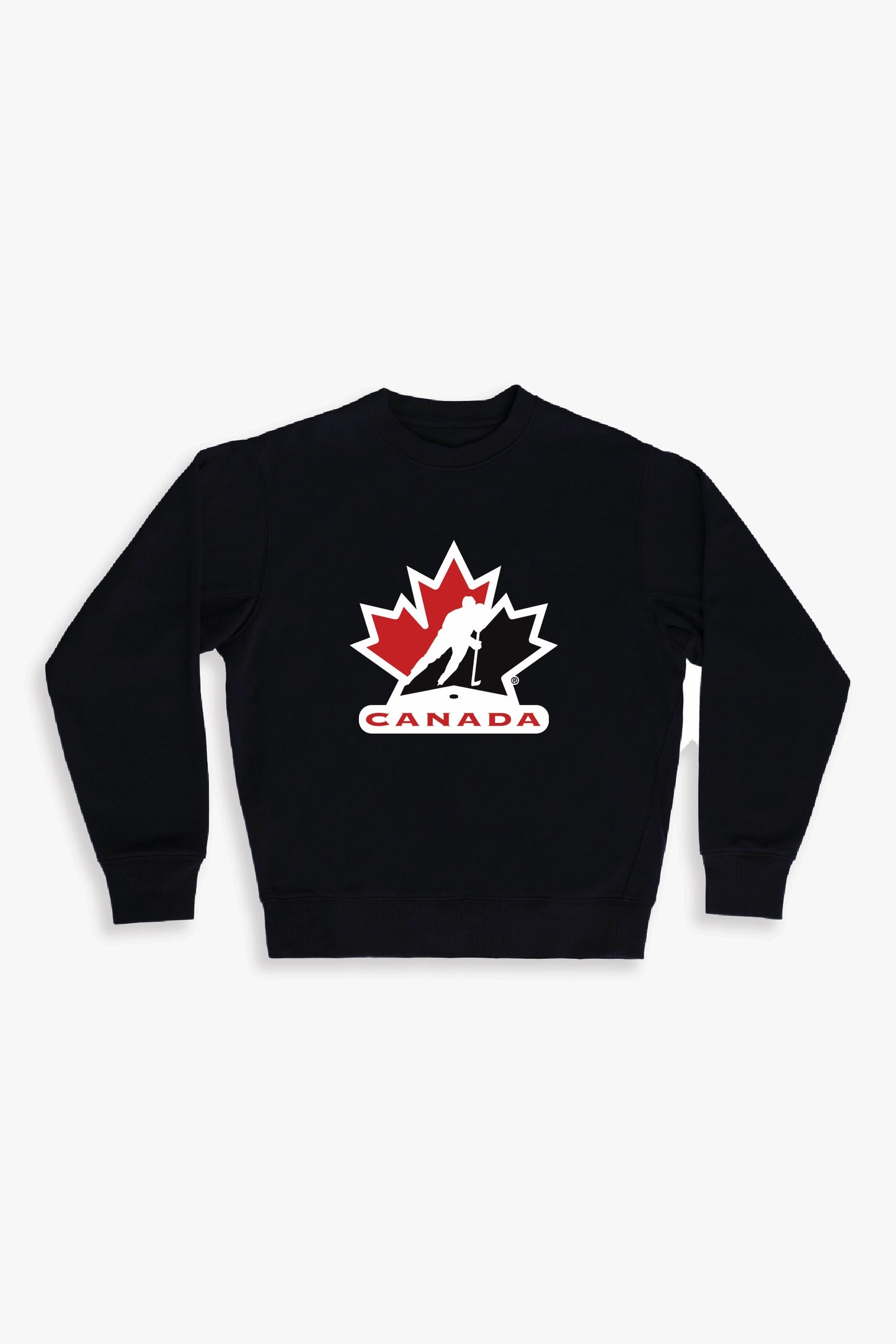 Official Hockey Canada Adult Unisex Black Crewneck Sweatshirt with Current Logo
