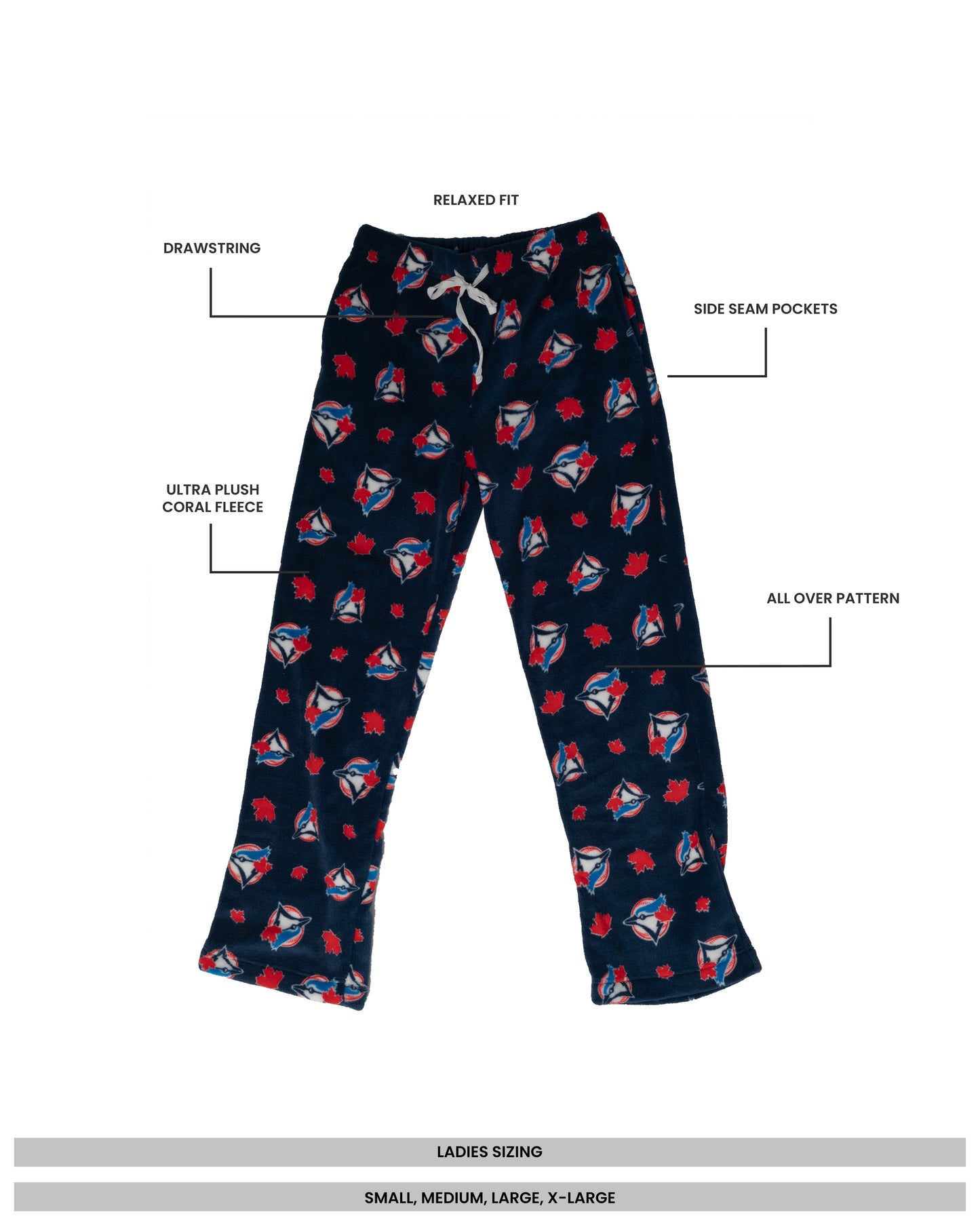 Adult Ladies MLB Toronto Blue Jays Ladies Soft Coral Fleece Pajama Pants