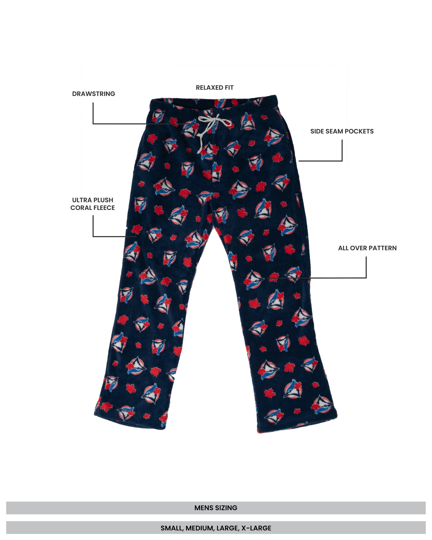 Adult Men's MLB Toronto Blue Jays Soft Coral Fleece Pajama Pants