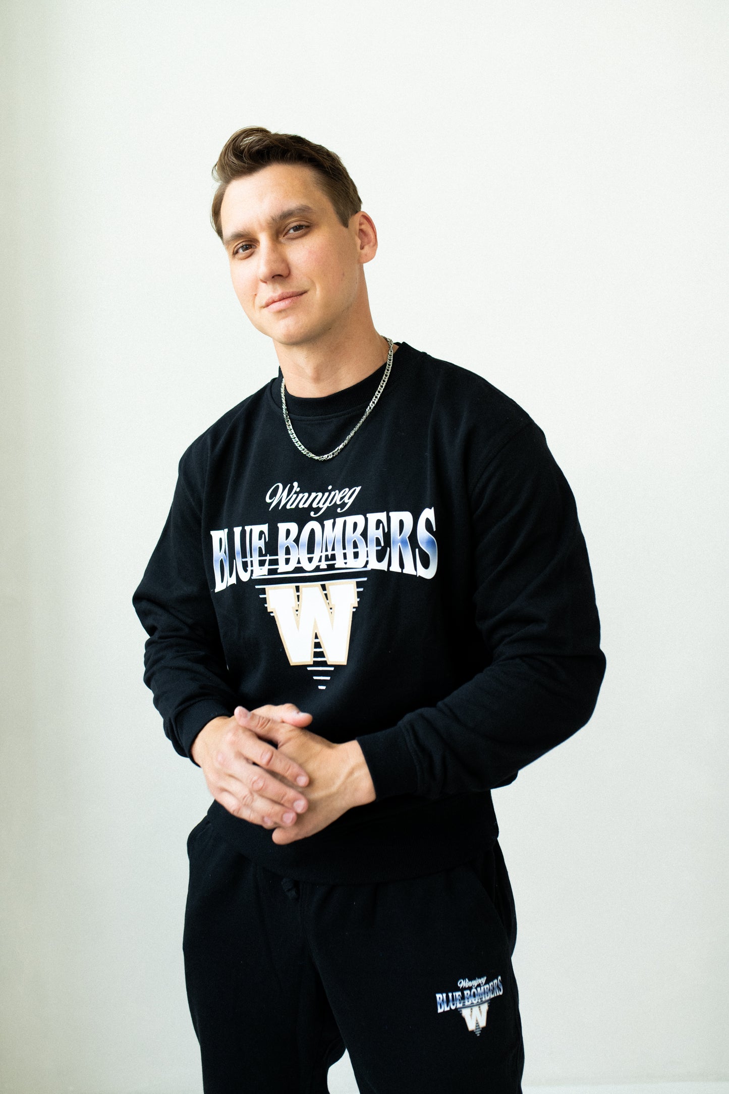 CFL Winnipeg Blue Bombers Black Unisex Adult Matching French Terry Cotton Lounge Set