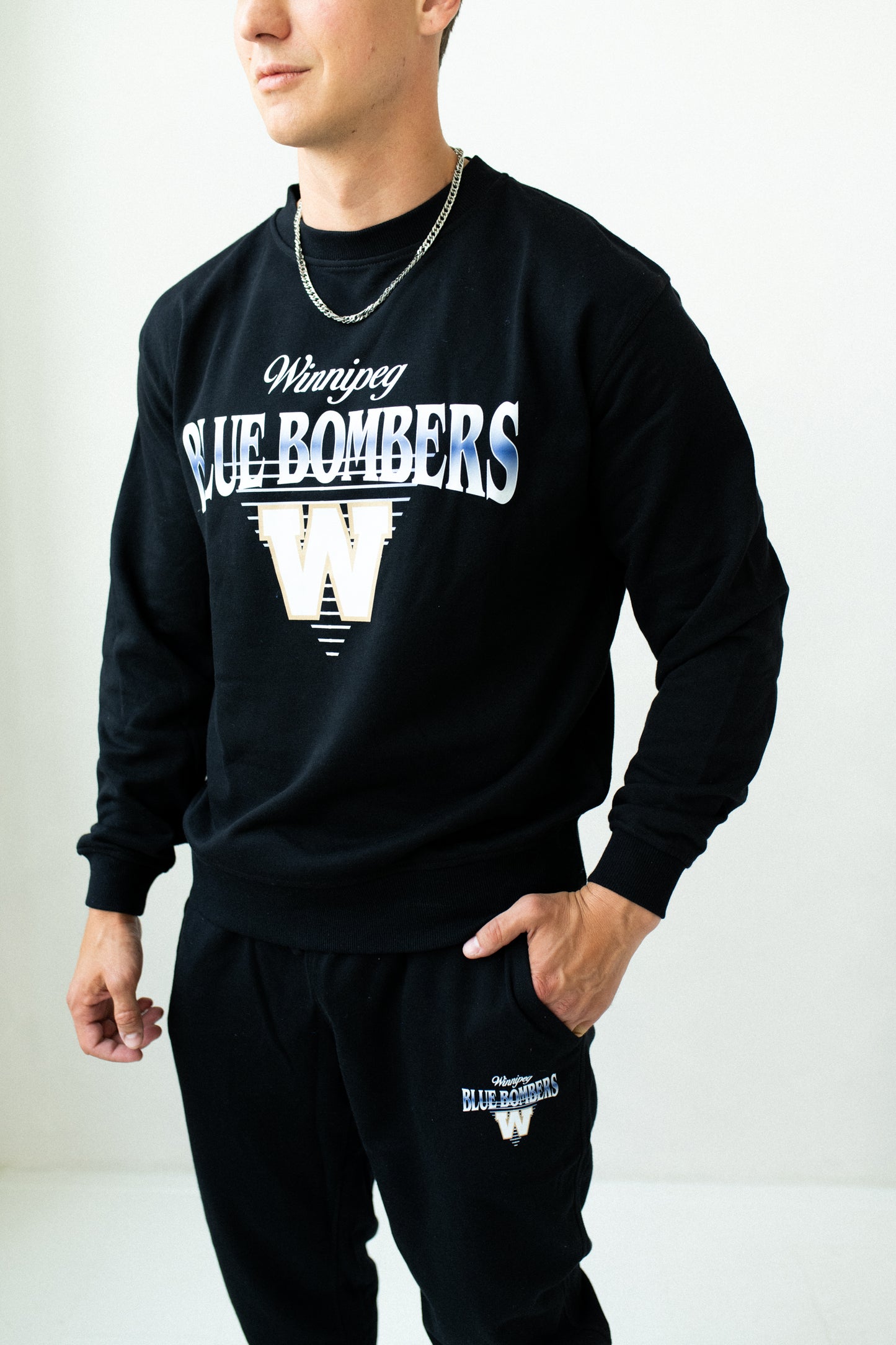 CFL Winnipeg Blue Bombers Black Unisex Adult Matching French Terry Cotton Lounge Set
