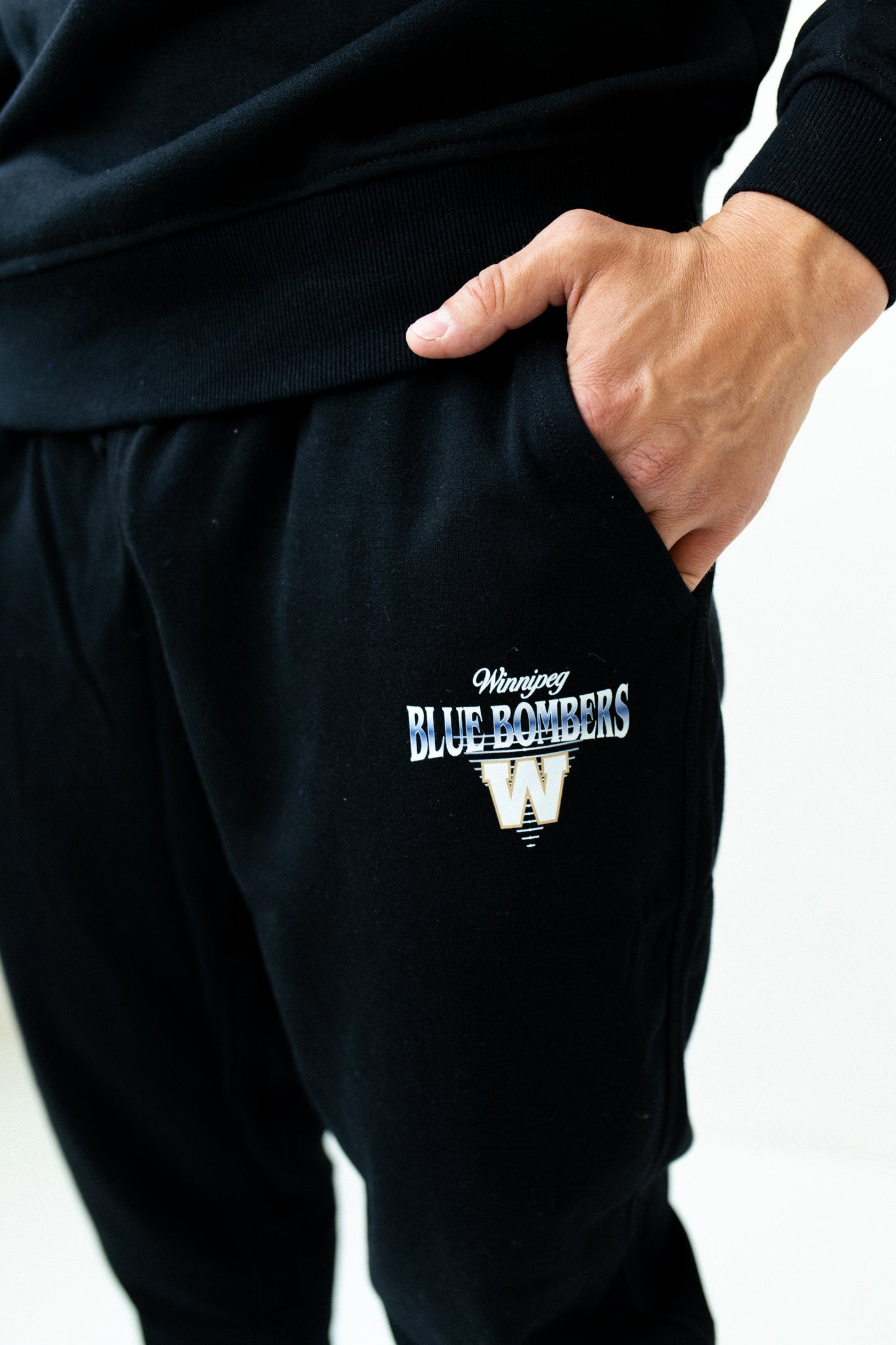 CFL Winnipeg Blue Bombers Black Unisex Adult Matching French Terry Cotton Lounge Set