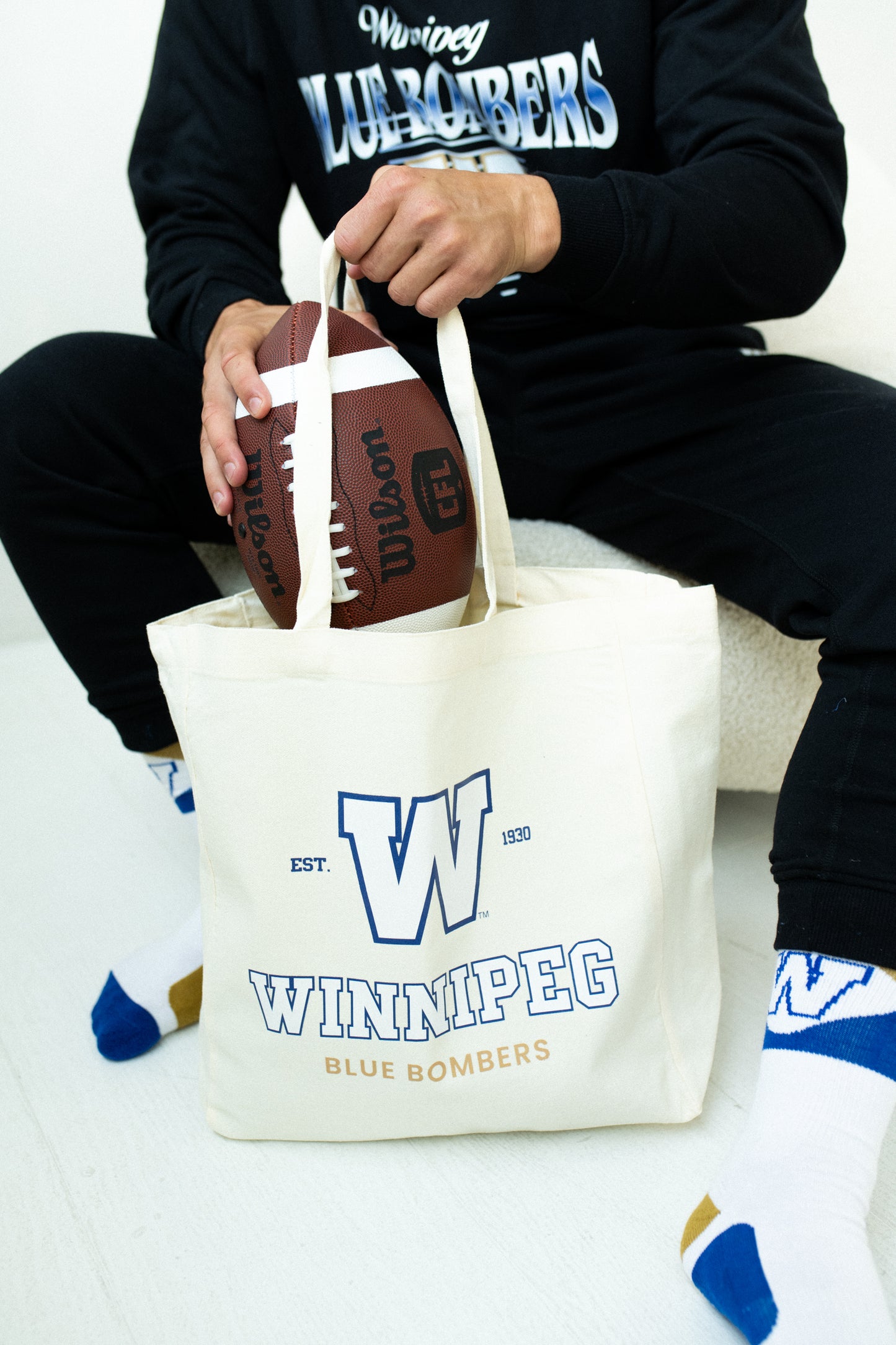 CFL Winnipeg Blue Bombers Canvas Tote Book Bag