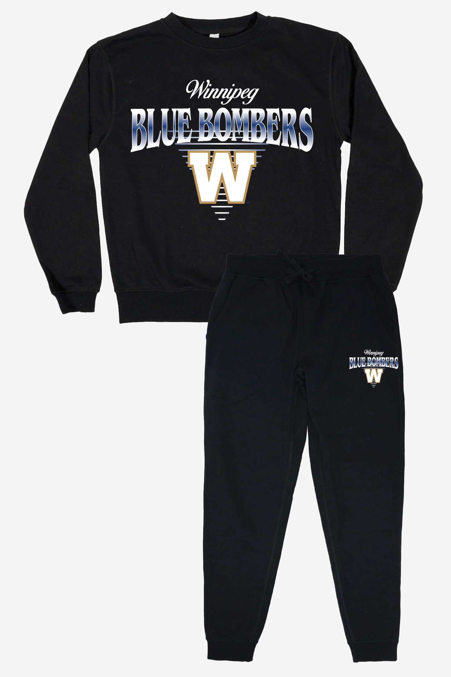 CFL Winnipeg Blue Bombers Black Unisex Adult Matching French Terry Cotton Lounge Set