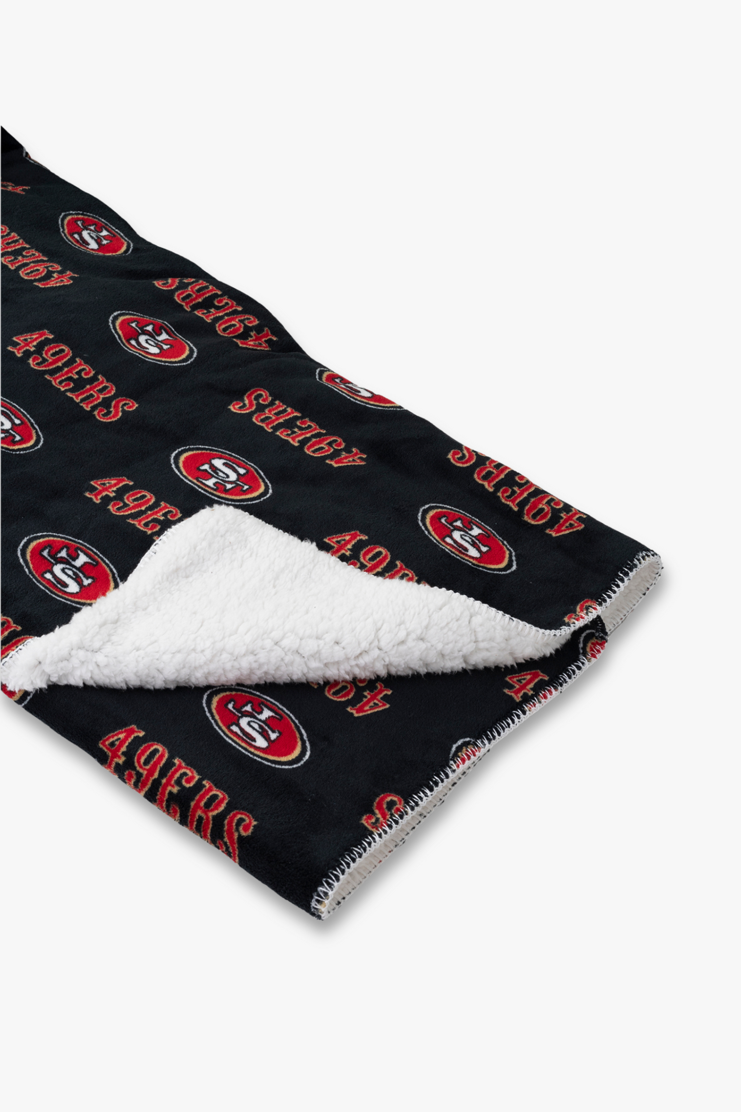 NFL San Francisco 49ers Faux Shearling Sherpa Lined Blanket with Soft Coral Fleece | 120cm x 150cm