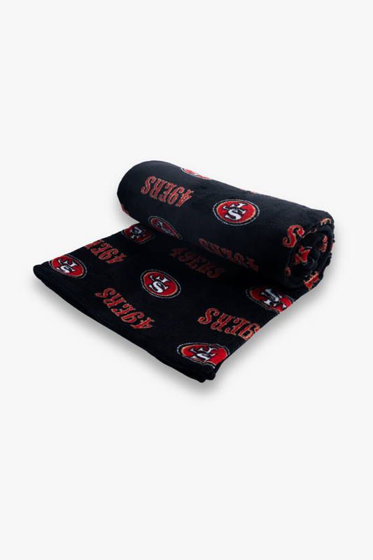 NFL San Francisco 49ers Coral Fleece Softie Travel Throw Blanket with Team Logos