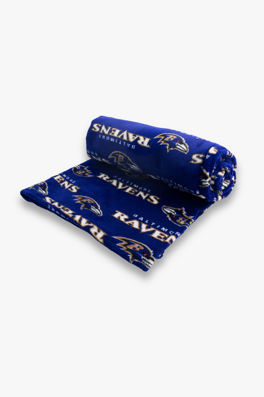 NFL Baltimore Ravens Coral Fleece Softie Travel Throw Blanket with Team Logos