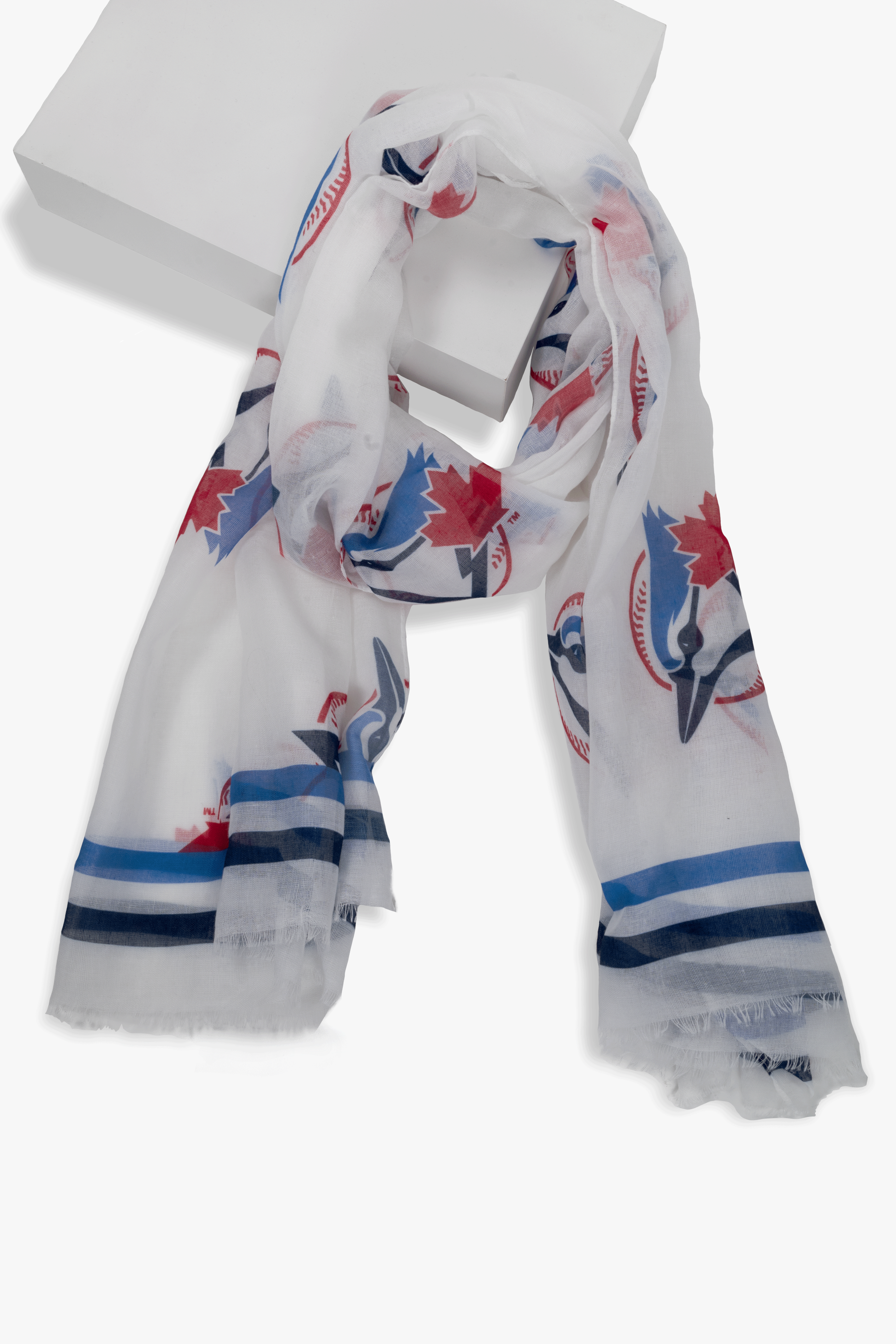 MLB Women's Lightweight Shawl, Toronto Blue Jays Fan Scarf, All-Over Team Logo, One Size 180 x 70 cm