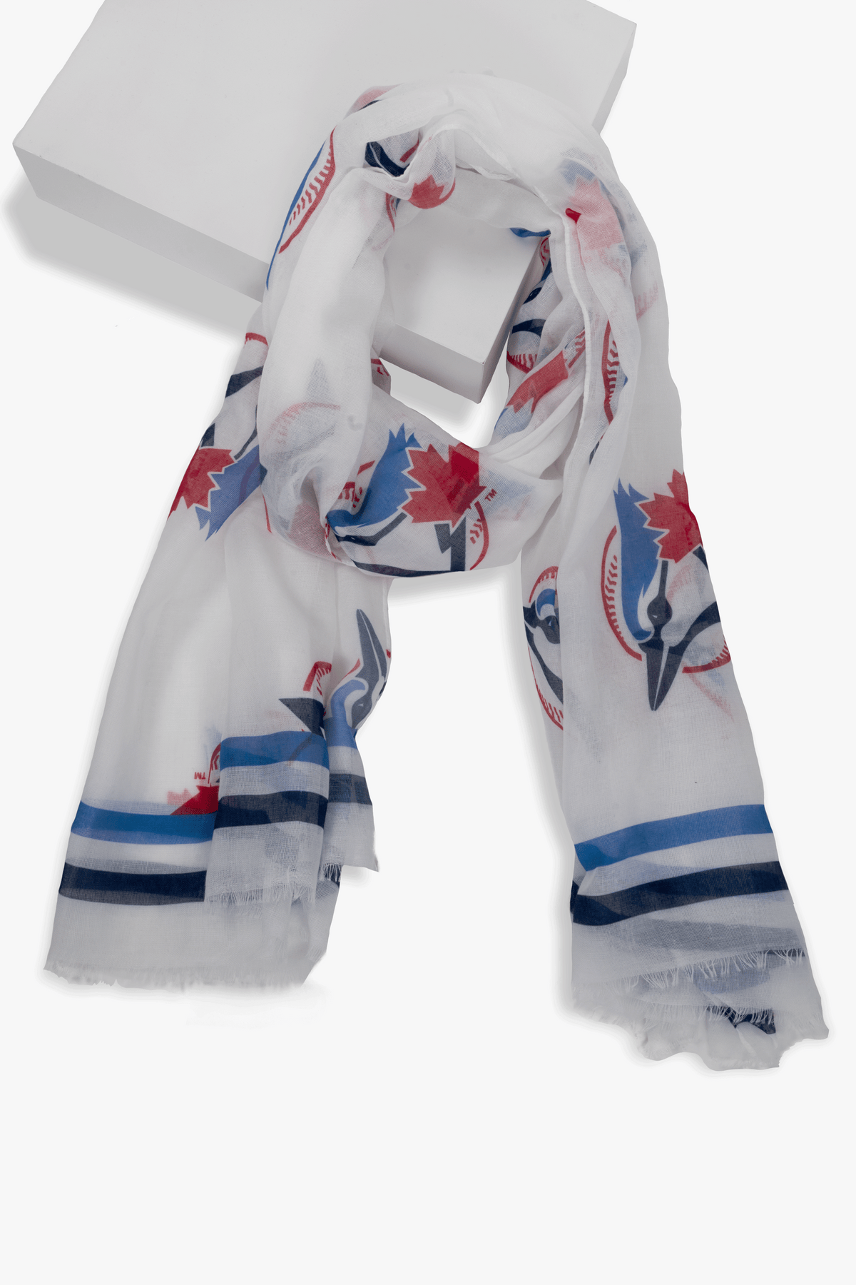 MLB Women's Lightweight Shawl, Toronto Blue Jays Fan Scarf, All-Over Team Logo, One Size 180 x 70 cm