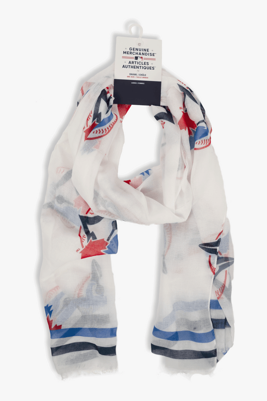 MLB Women's Lightweight Shawl, Toronto Blue Jays Fan Scarf, All-Over Team Logo, One Size 180 x 70 cm
