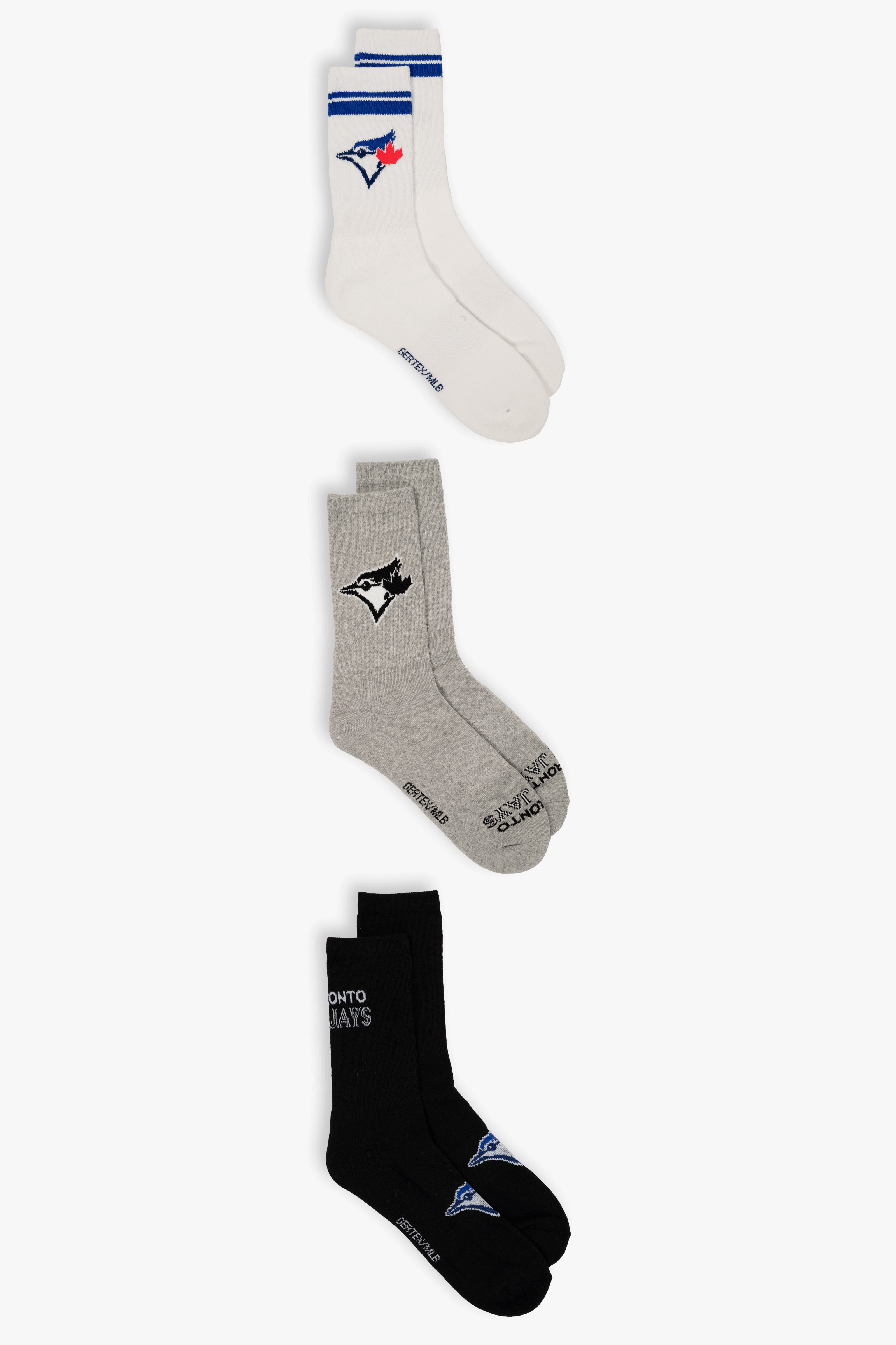 Toronto Blue Jays Men's Athletic Crew Socks 3-Pack, Cushioned Sole MLB Sport Socks