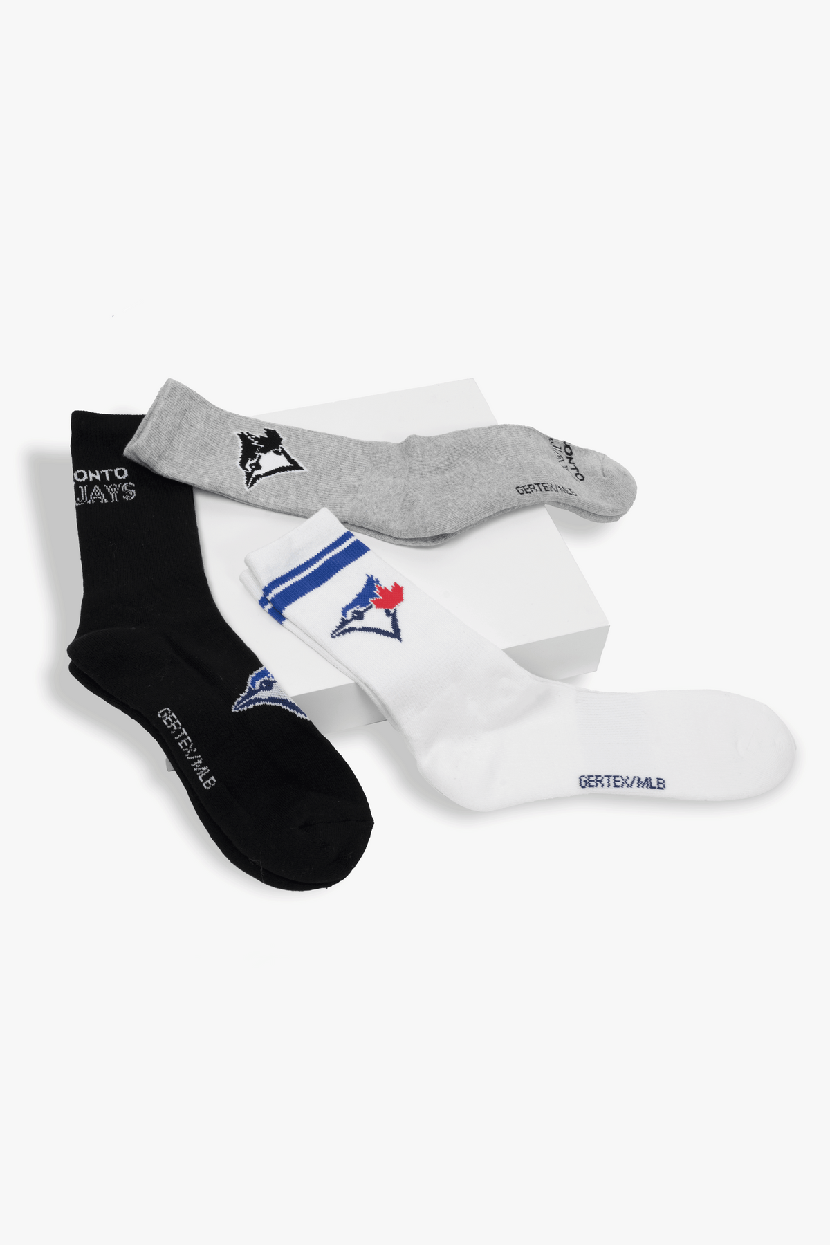 Toronto Blue Jays Men's Athletic Crew Socks 3-Pack, Cushioned Sole MLB Sport Socks