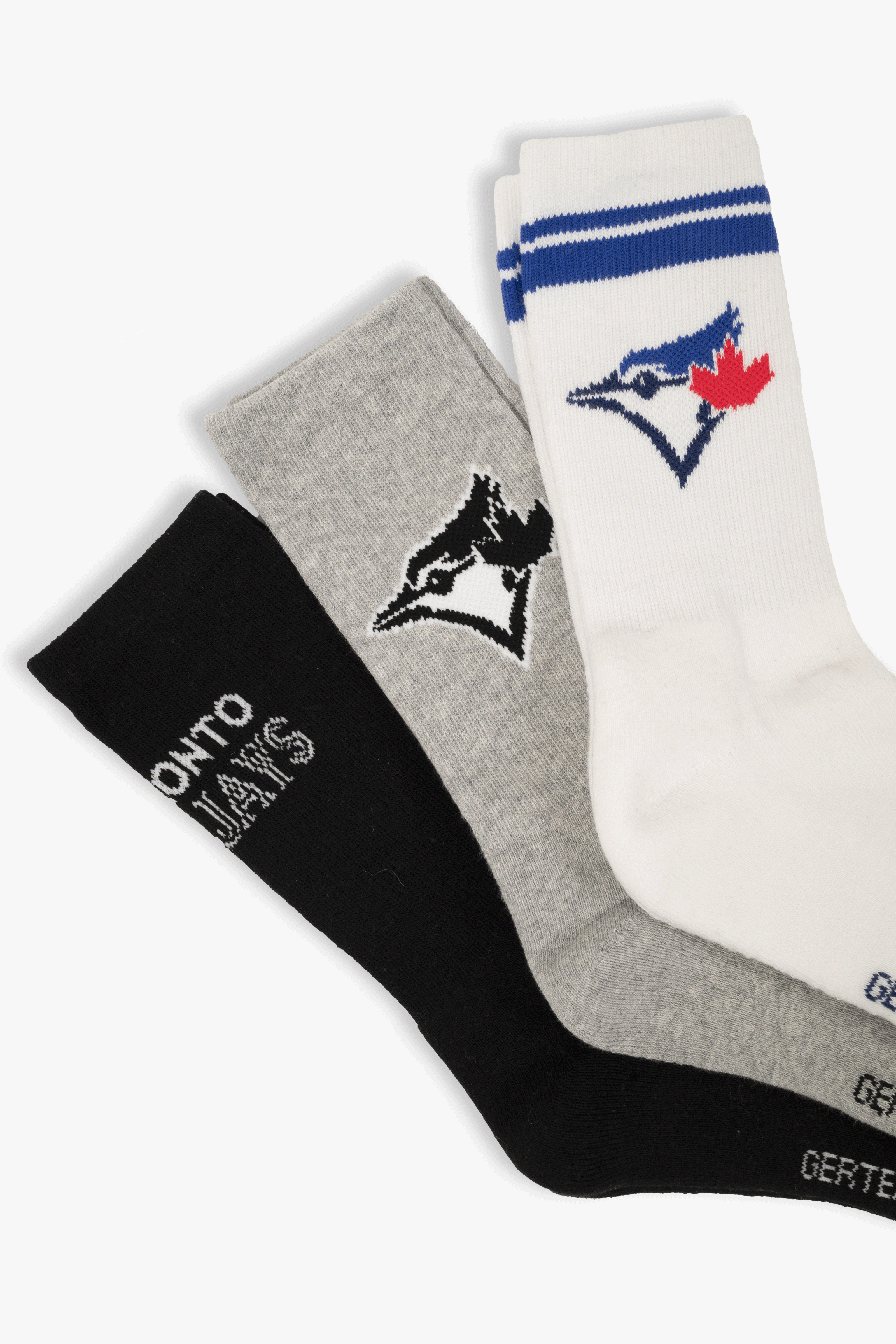 Toronto Blue Jays Men's Athletic Crew Socks 3-Pack, Cushioned Sole MLB Sport Socks