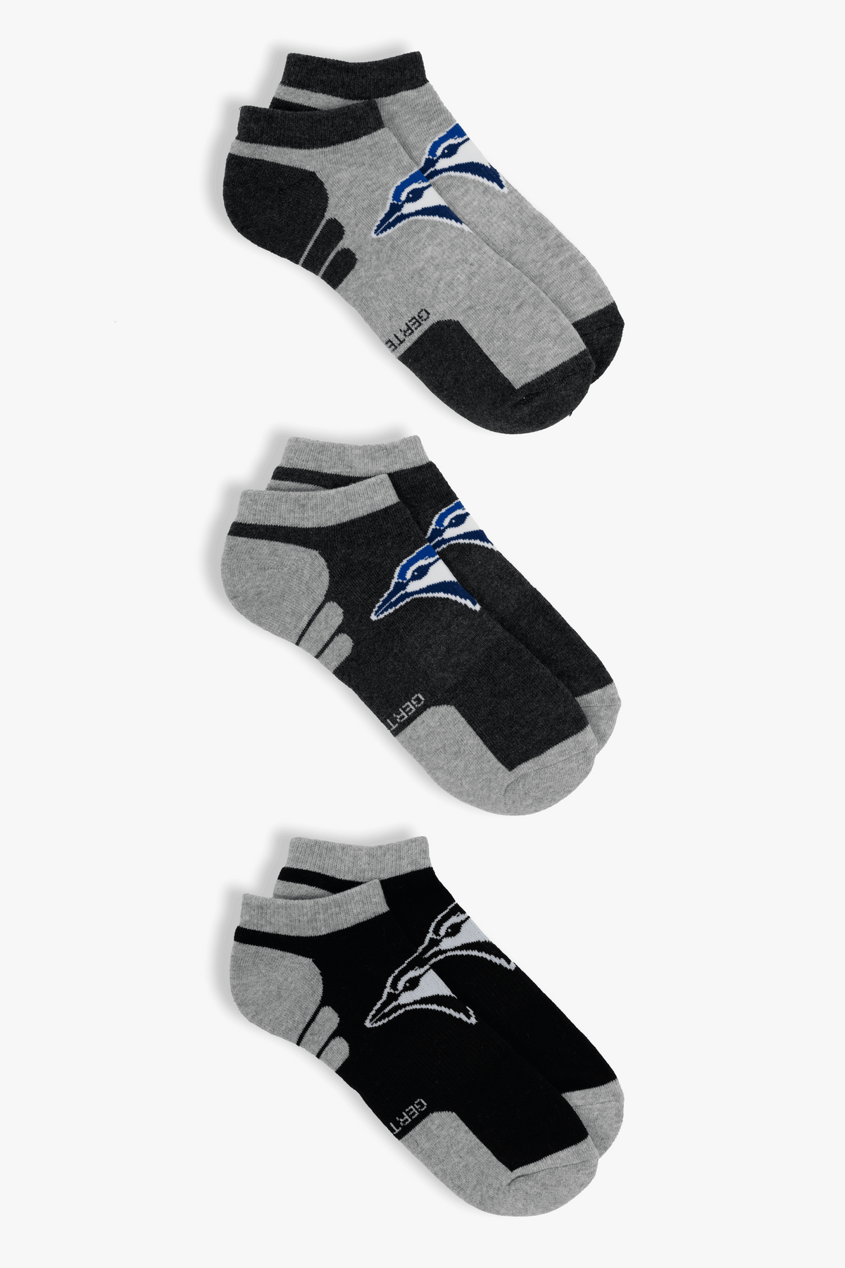 Toronto Blue Jays Men's 3-Pack No-Show Socks, Low-Cut Athletic MLB Socks with Arch Support