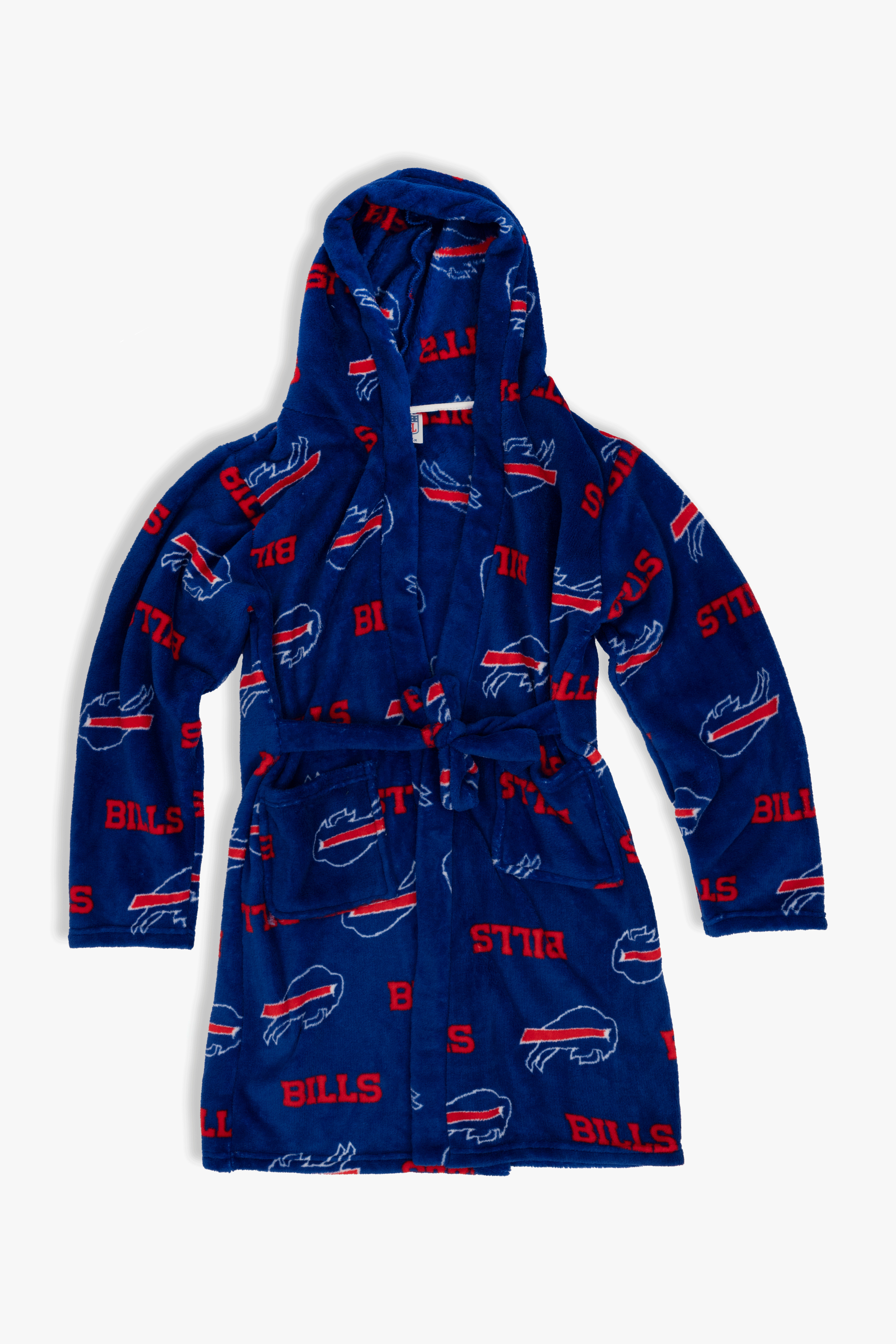 Buffalo Bills Youth Fleece Robe, Hooded NFL Kids Bathrobe with Tie Belt and Pockets, Children's Sizes