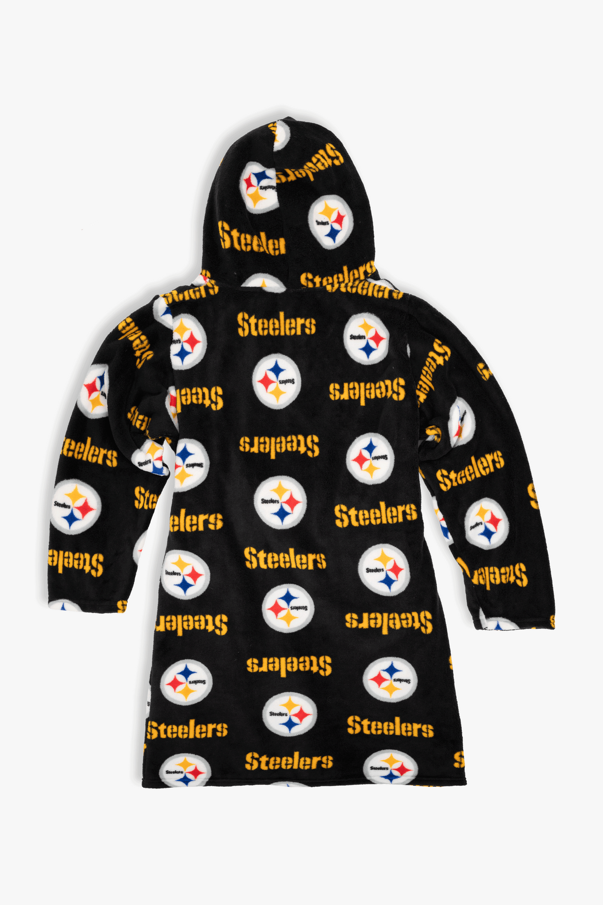 Pittsburgh Steelers Youth Fleece Robe, Hooded NFL Kids Bathrobe with Tie Belt and Pockets, Children's Sizes