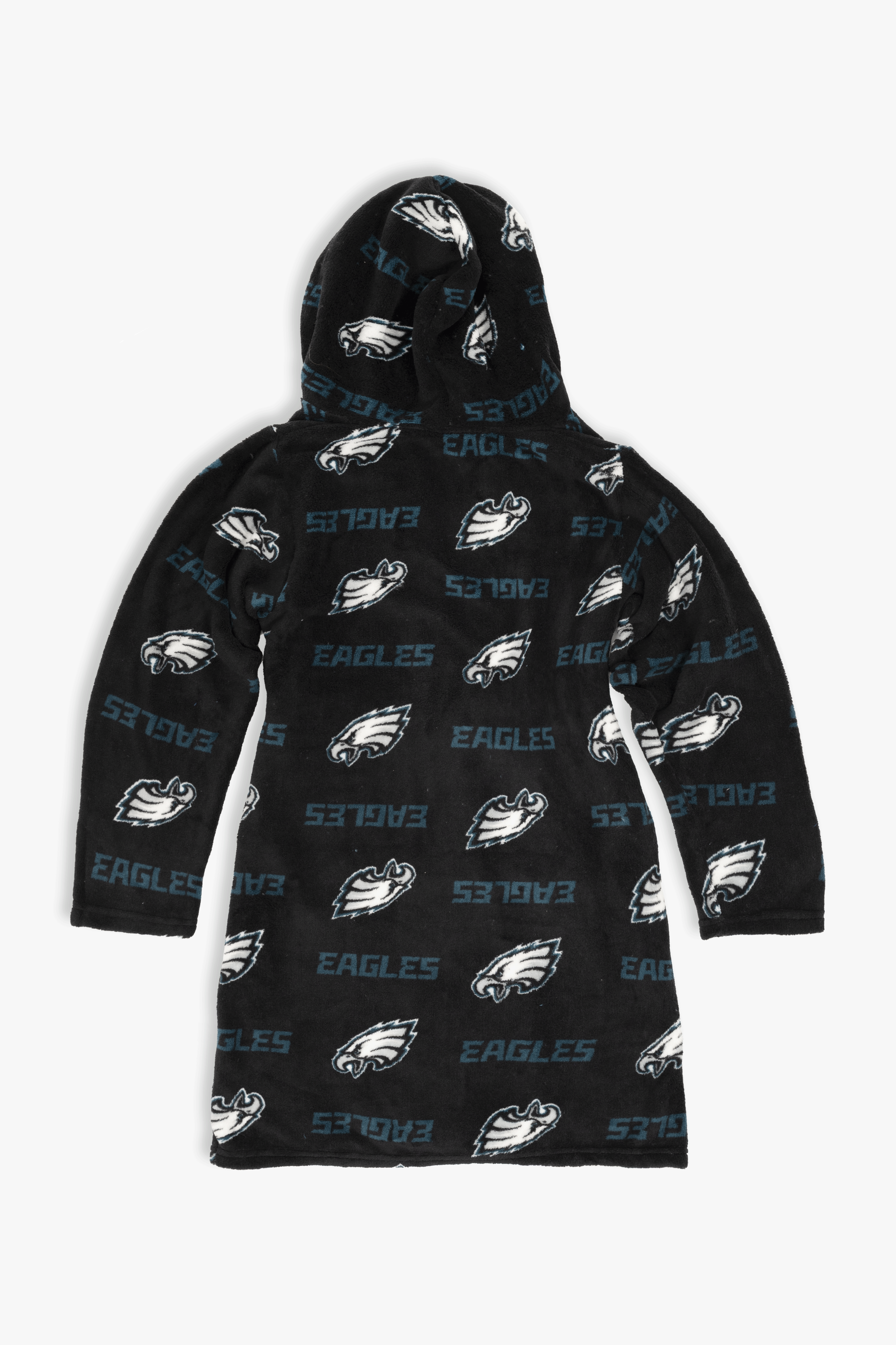 Philadelphia Eagles Youth Fleece Robe, Hooded NFL Kids Bathrobe with Tie Belt and Pockets, Children's Sizes
