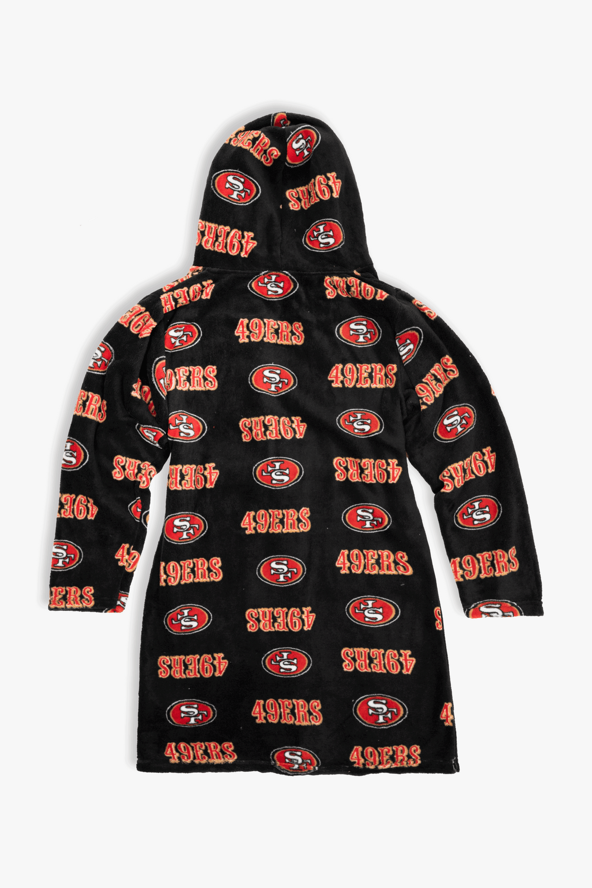 San Francisco 49ers Youth Fleece Robe, Hooded NFL Kids Bathrobe with Tie Belt and Pockets, Children's Sizes