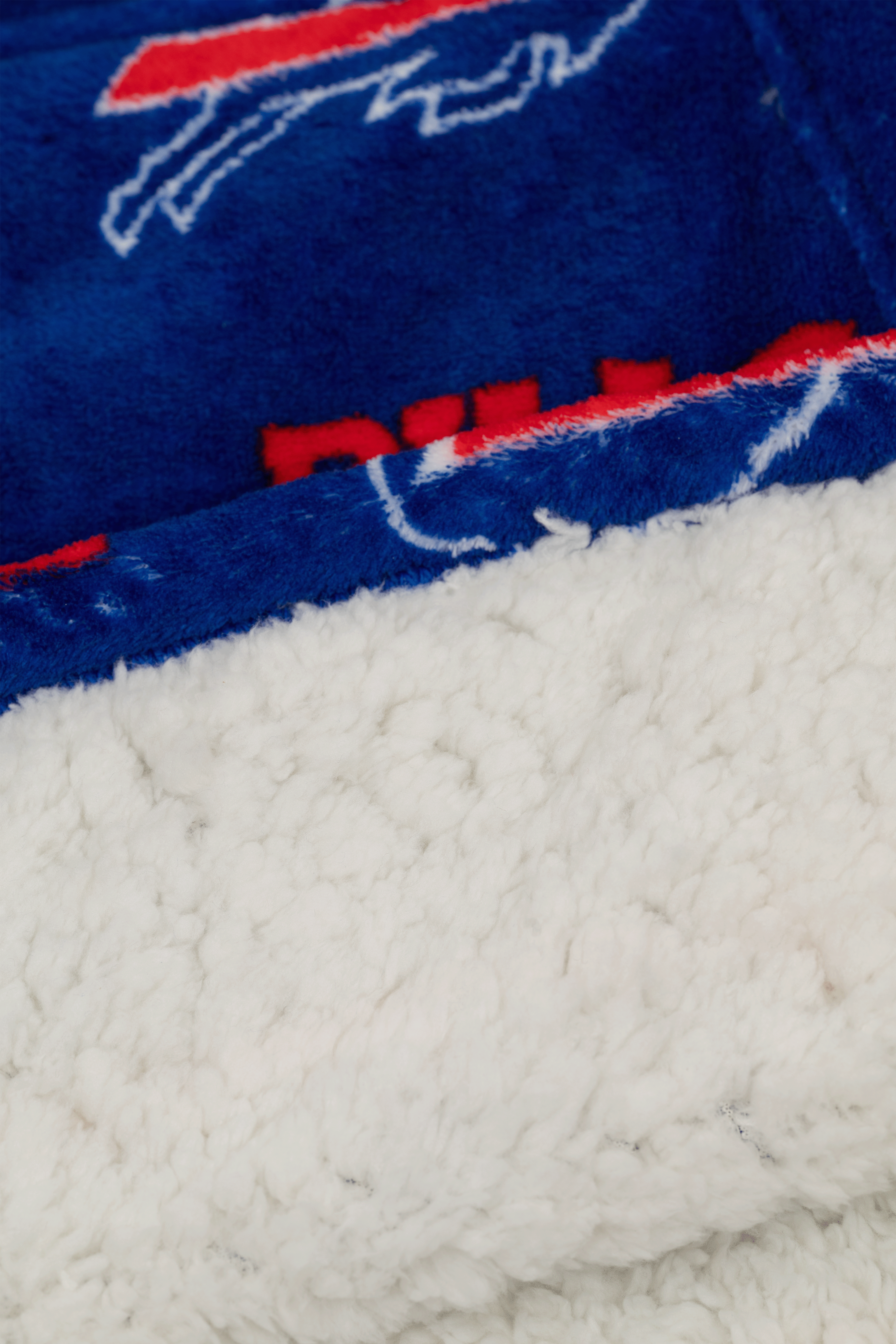 NFL Youth Buffalo Bills Coral Fleece Blanket Hoodie, Oversized Kids Wearable Blanket, Sherpa Lined, S/M-L/XL