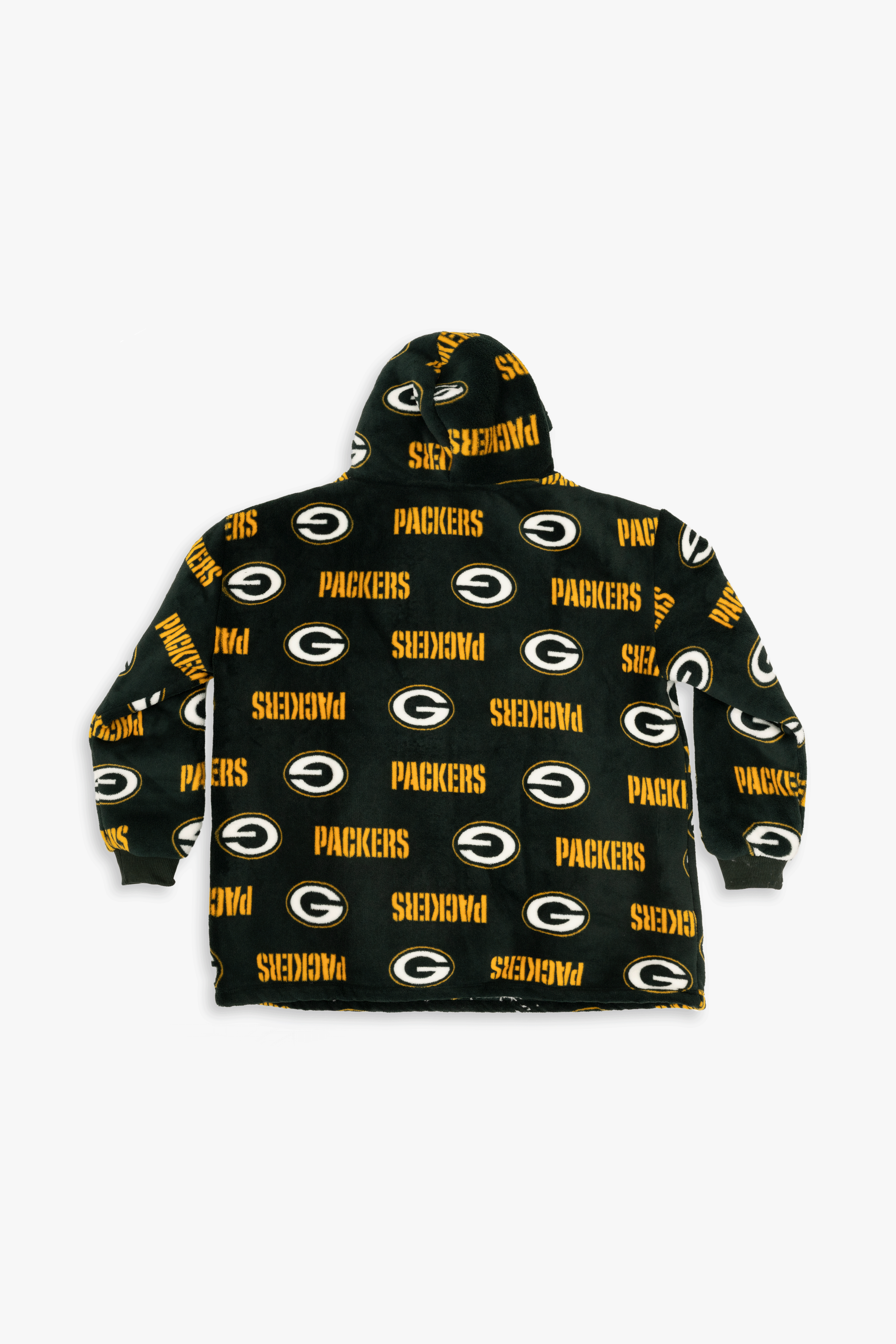 NFL Youth Green Bay Packers Coral Fleece Blanket Hoodie, Oversized Kids Wearable Blanket, Sherpa Lined, S/M-L/XL