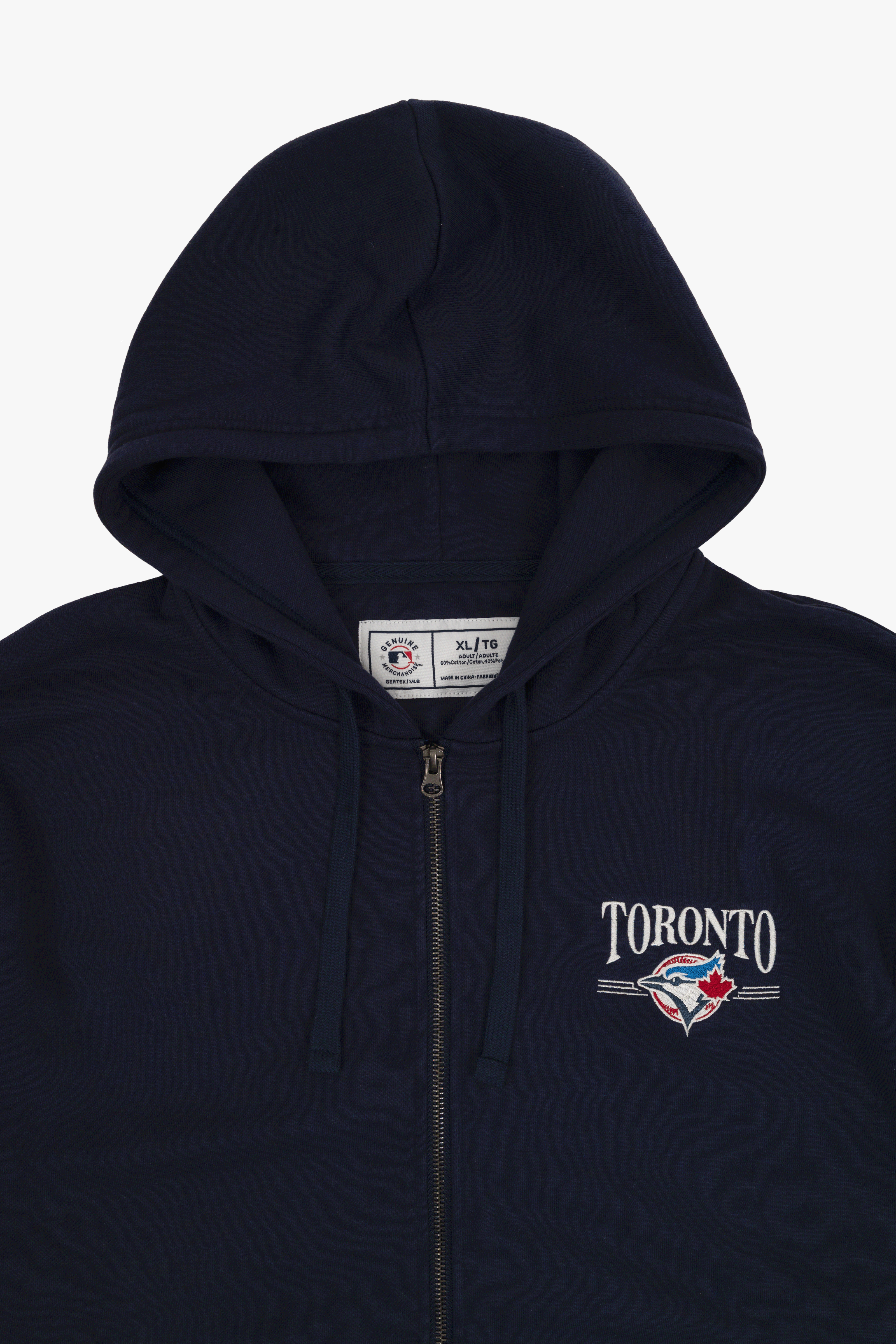 Toronto Blue Jays Full Zip Hoodie with Embroidered Toronto Wordmark, MLB Zip-Up Sweatshirt, SM-XXL