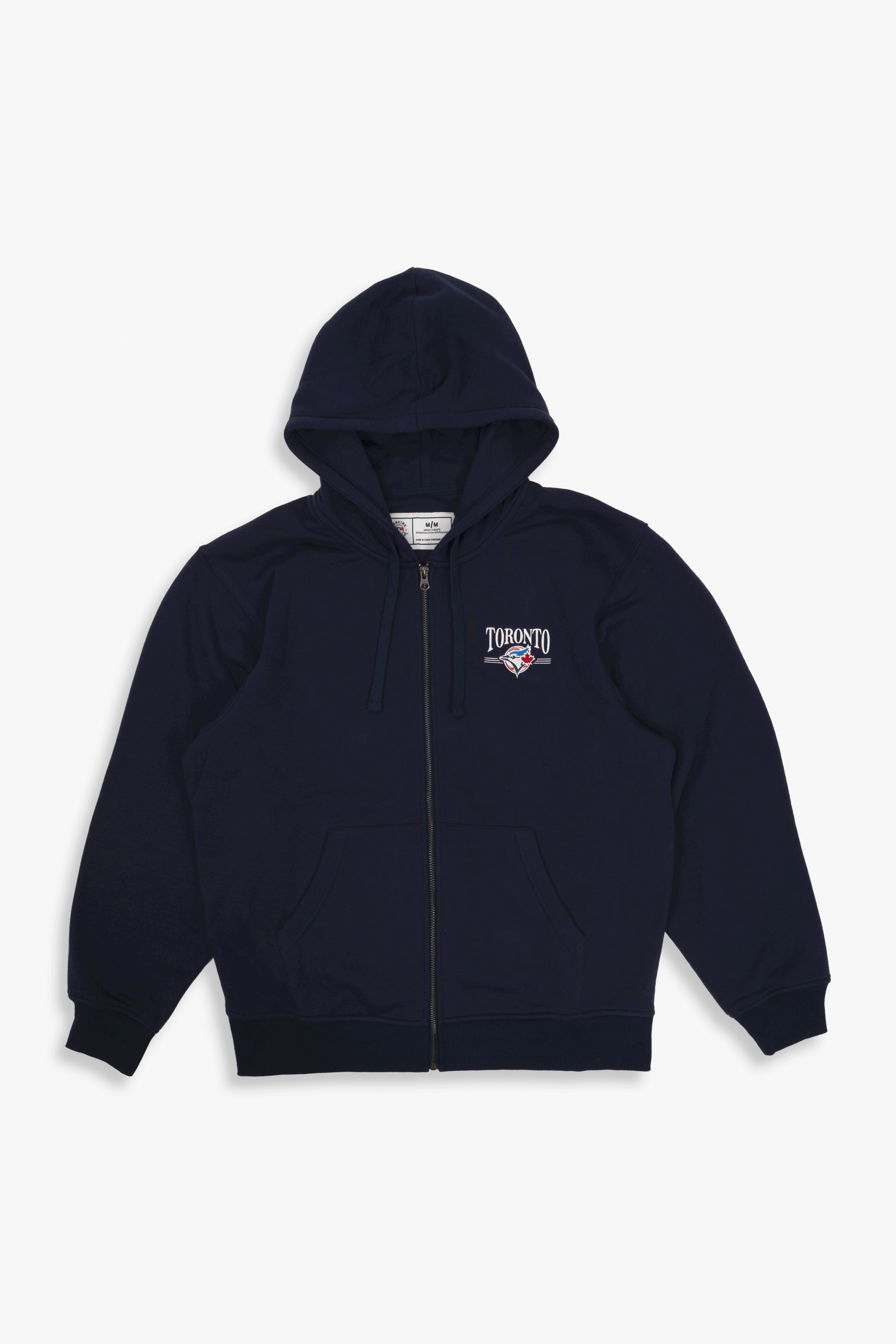 Toronto Blue Jays Full Zip Hoodie with Embroidered Toronto Wordmark, MLB Zip-Up Sweatshirt, SM-XXL