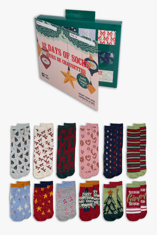 Ladies "12 Days of Socks" Holiday Gift Advent Calendar
