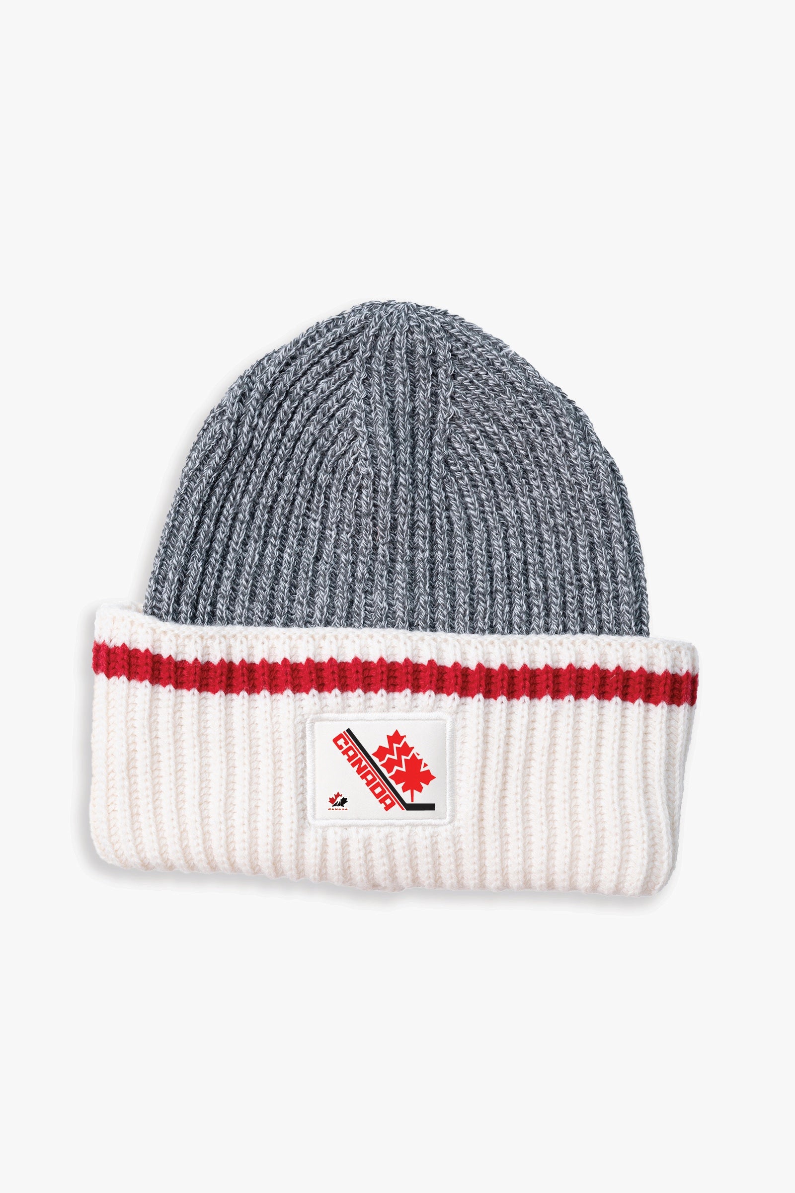 Hockey Canada Adult Oversized Triple Cuff Patch Beanie Toque with Printed 1982-1984 Retro Logo