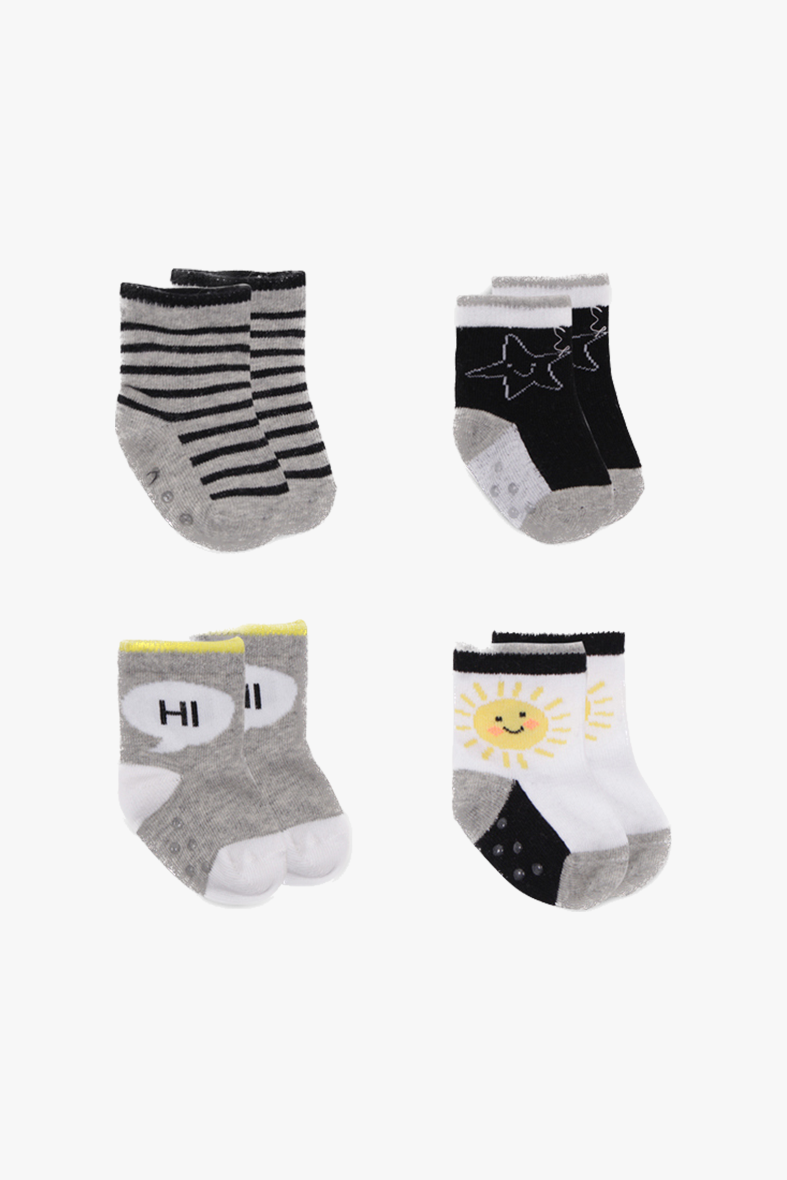 Baby 4 Pack Black & White Socks