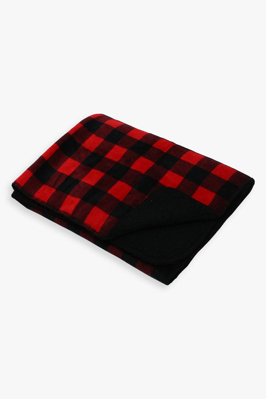 Great Northern Red & Black Buffalo Plaid Sherpa Lined Throw