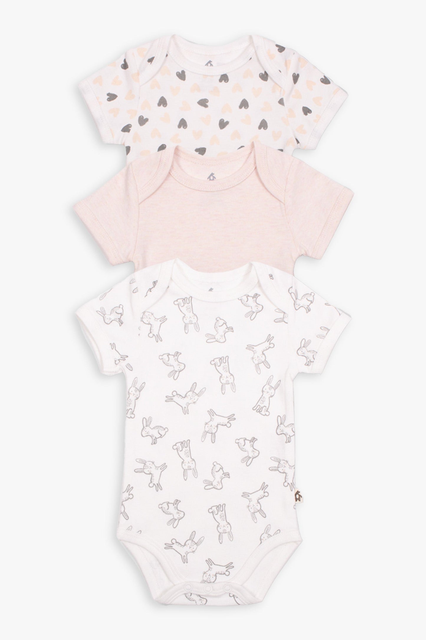 Snugabye Dream 3 Pack Short Sleeve Bodysuits - Bunnies