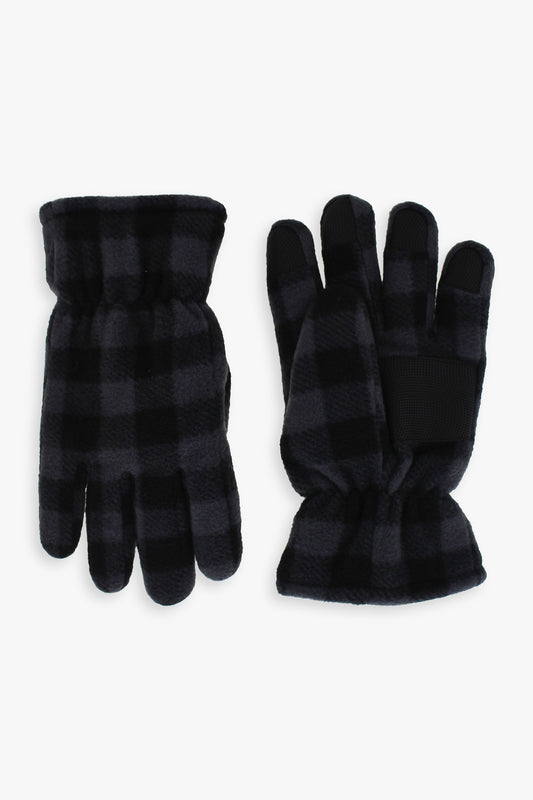 Men's Plaid Polar Fleece Gloves