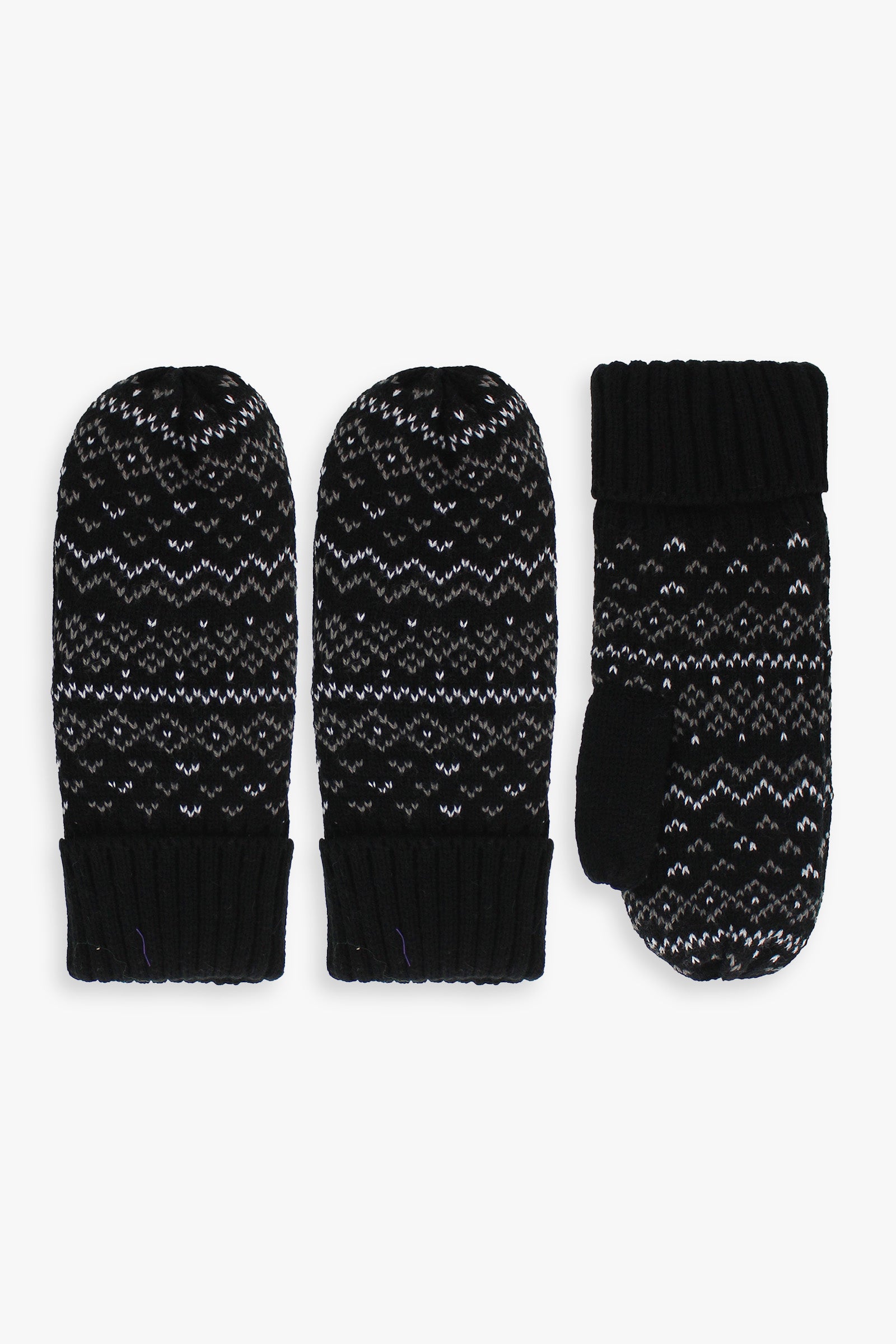 Ladies Fairisle Knitted Lined Mittens