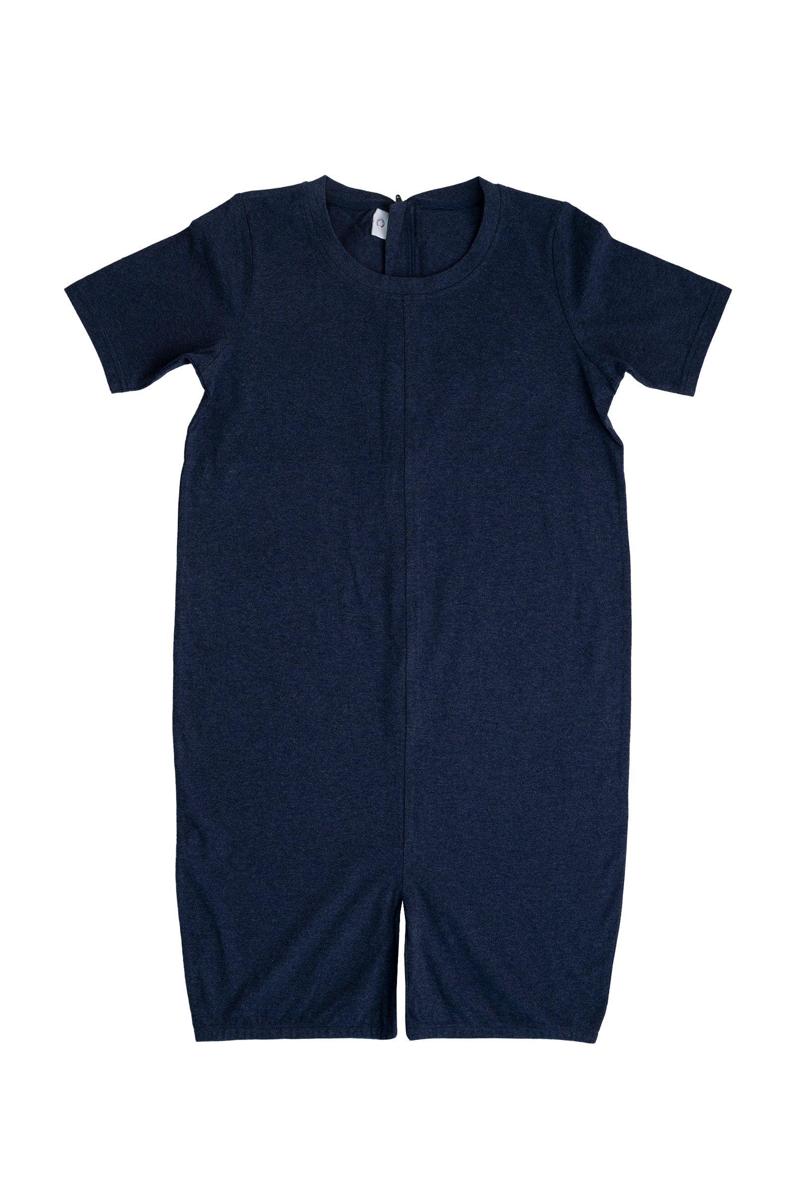 Adult Navy Adaptive Organic Cotton Lightweight, Anti-Strip Back-Zip Romper