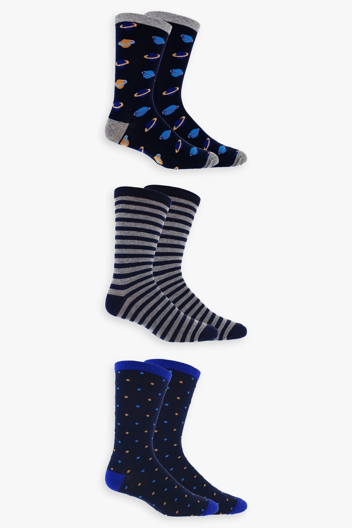 Men's 3-Pack Outer Space Dress Socks