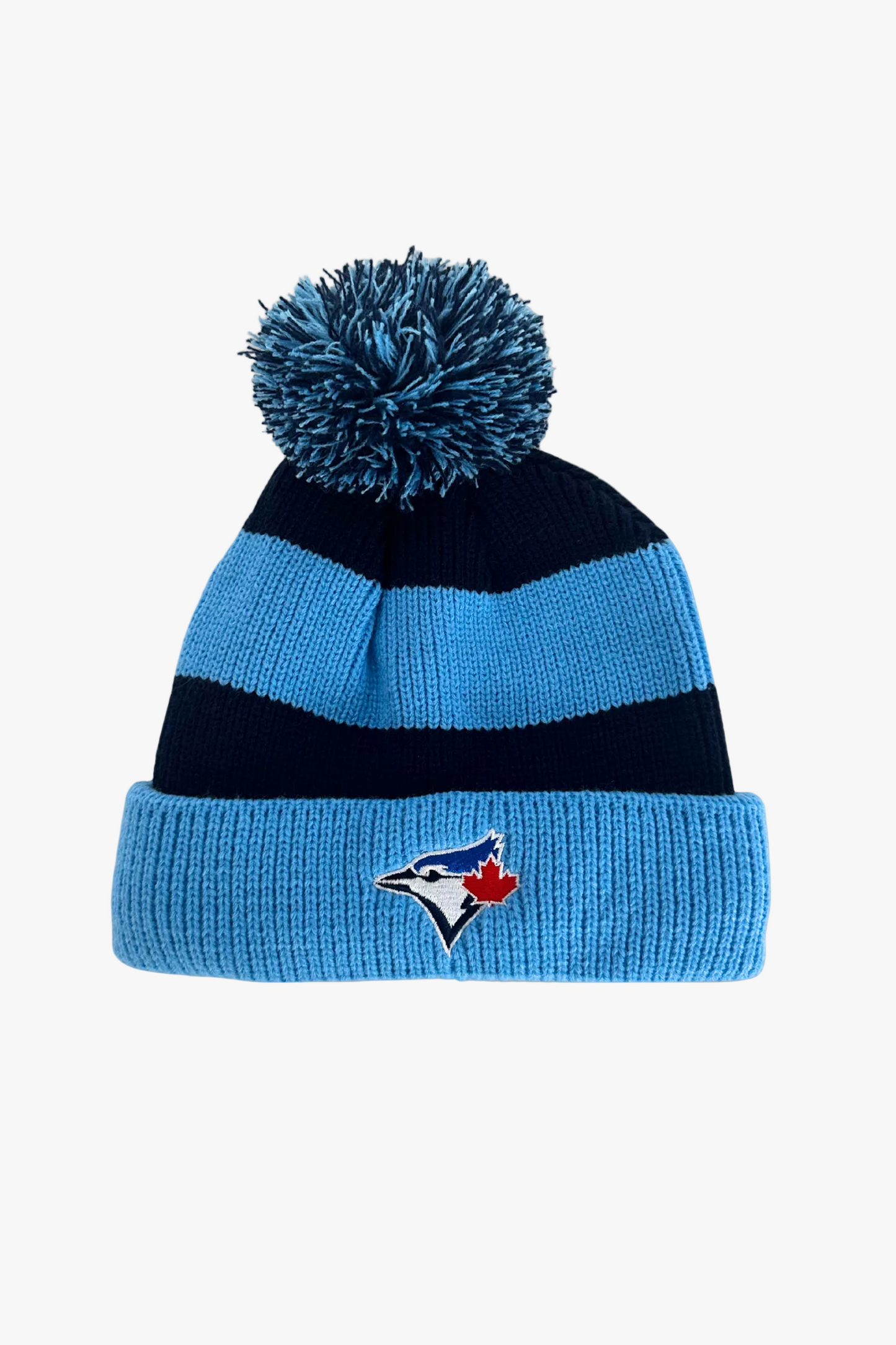 Powder Blue Striped MLB Toronto Blue Jays Pom Toque Beanie