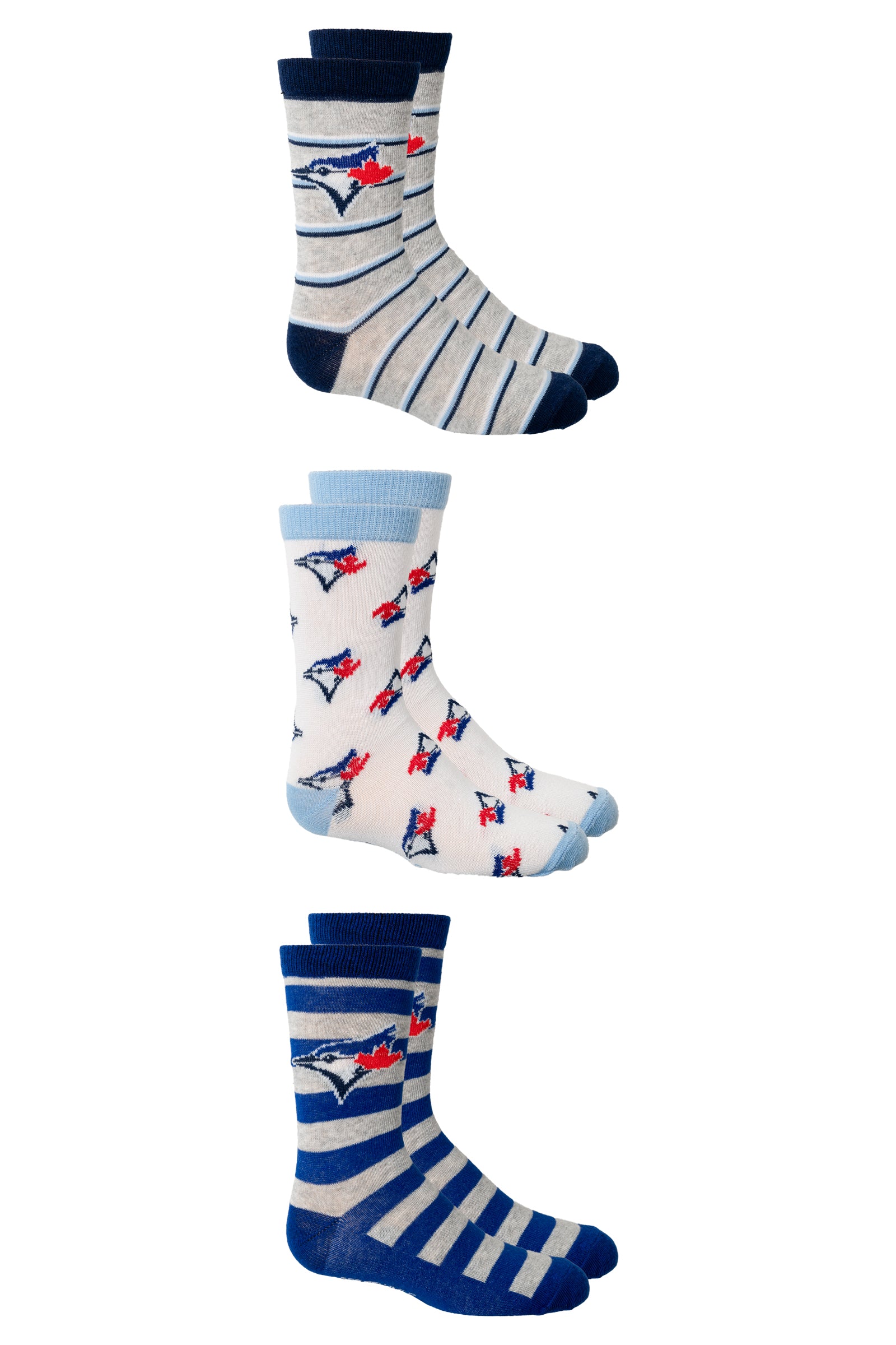 MLB Toronto Blue Jays Kids Boys 3-Pack Crew Socks